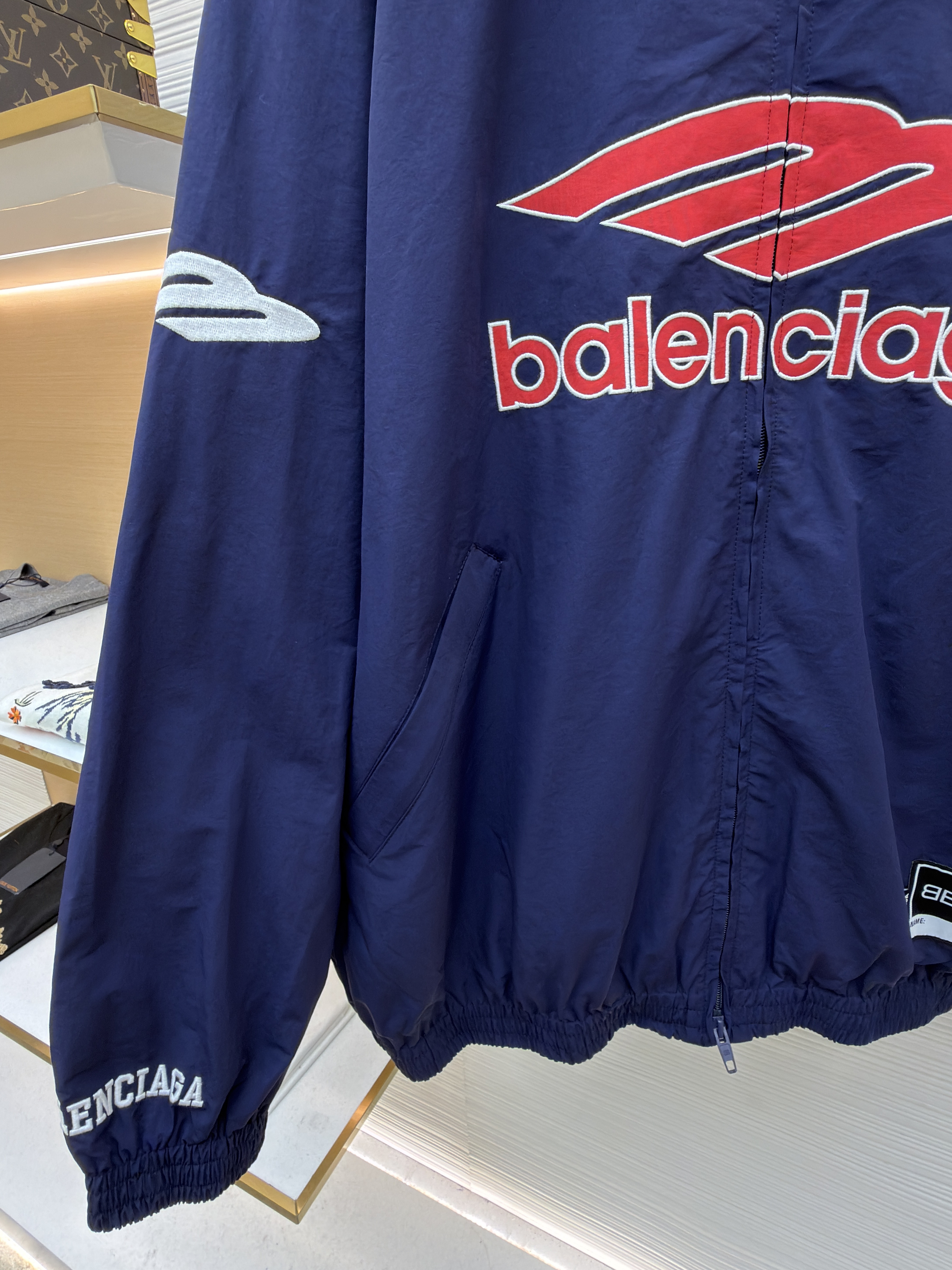 Balenciaga 巴黎世家 3B字母logo拉链立领外套 夹克 运动衫 长袖 黑色 蓝色 C0