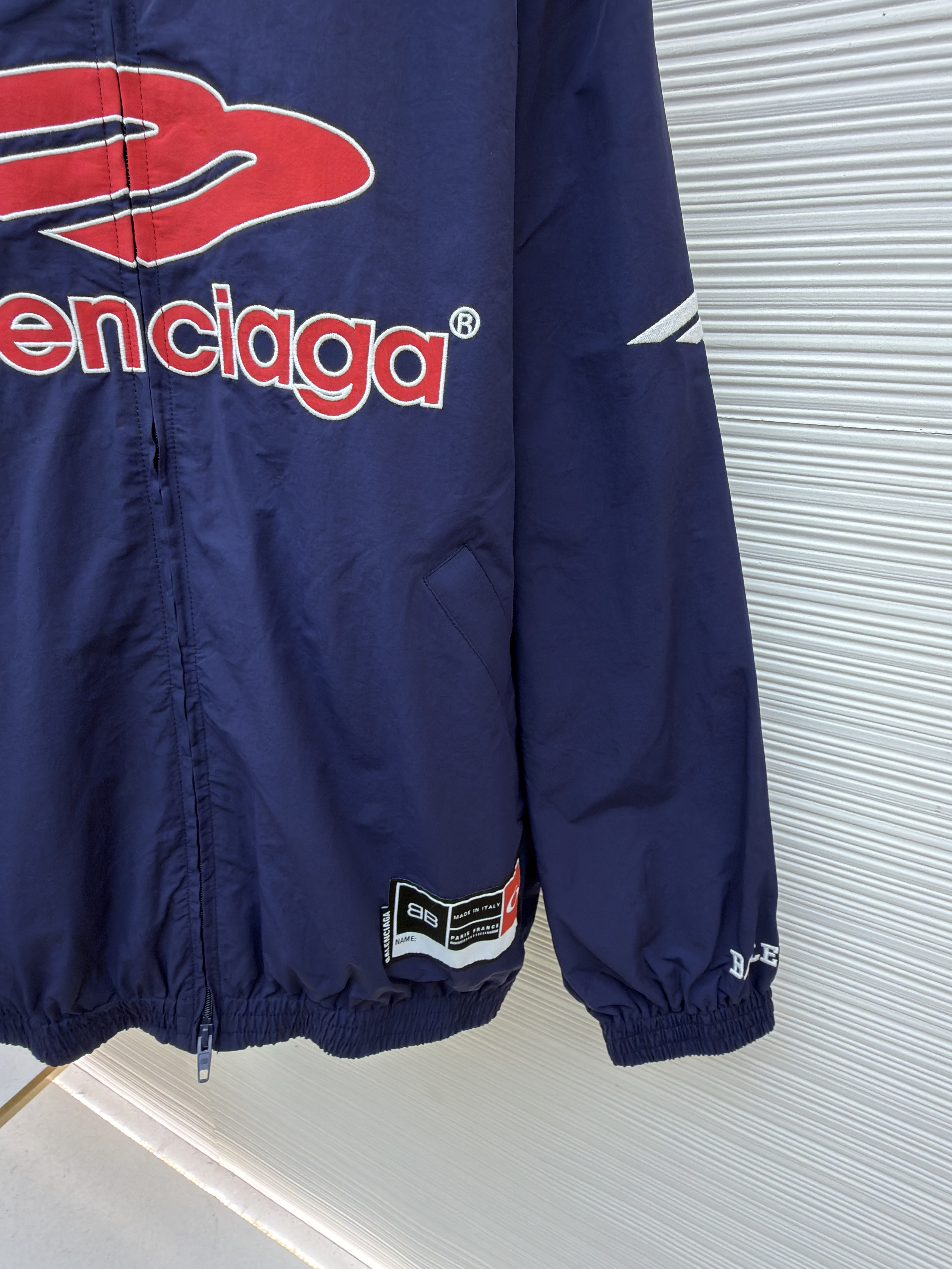 Balenciaga 巴黎世家 3B字母logo拉链立领外套 夹克 运动衫 长袖 黑色 蓝色 C0