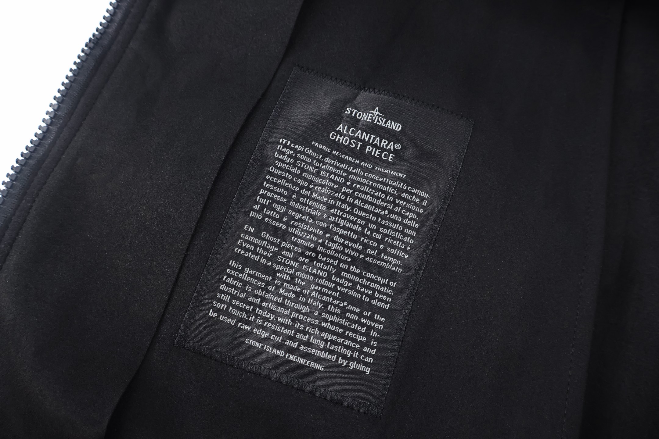 STONE ISLAND 石头岛 Ghost Pieces幽灵系列 Alcantara拉链皮衣外套 夹克 长袖 黑色 C5