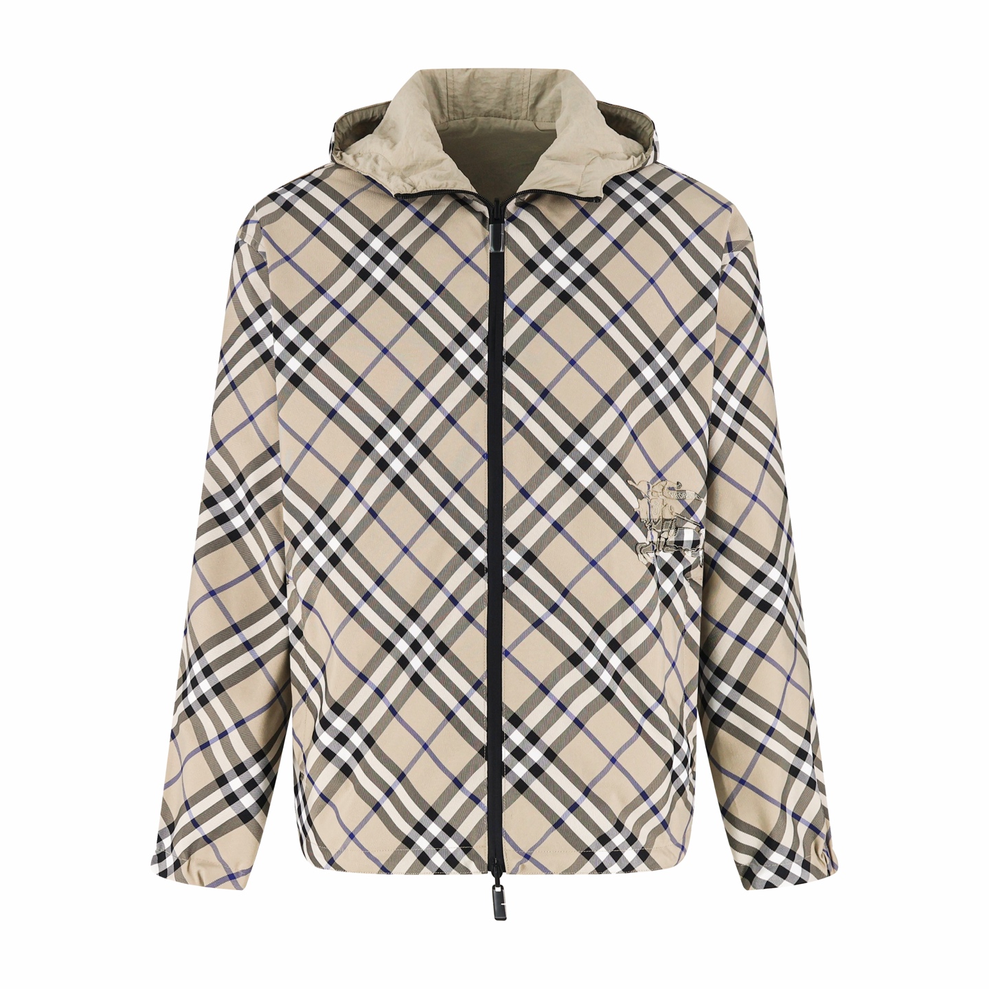 Burberry 巴宝莉 双面两穿战马绣花格纹拉链连帽外套 夹克 长袖 C0