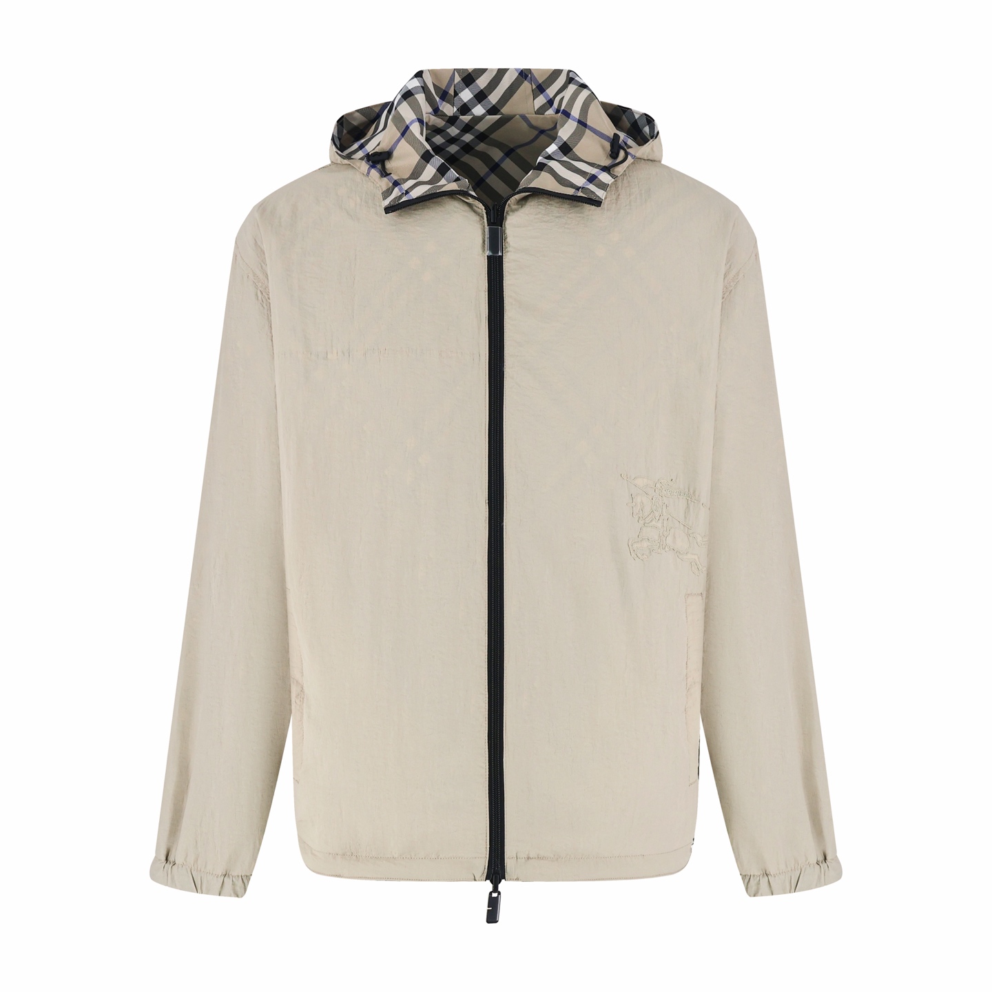 Burberry 巴宝莉 双面两穿战马绣花格纹拉链连帽外套 夹克 长袖 C0