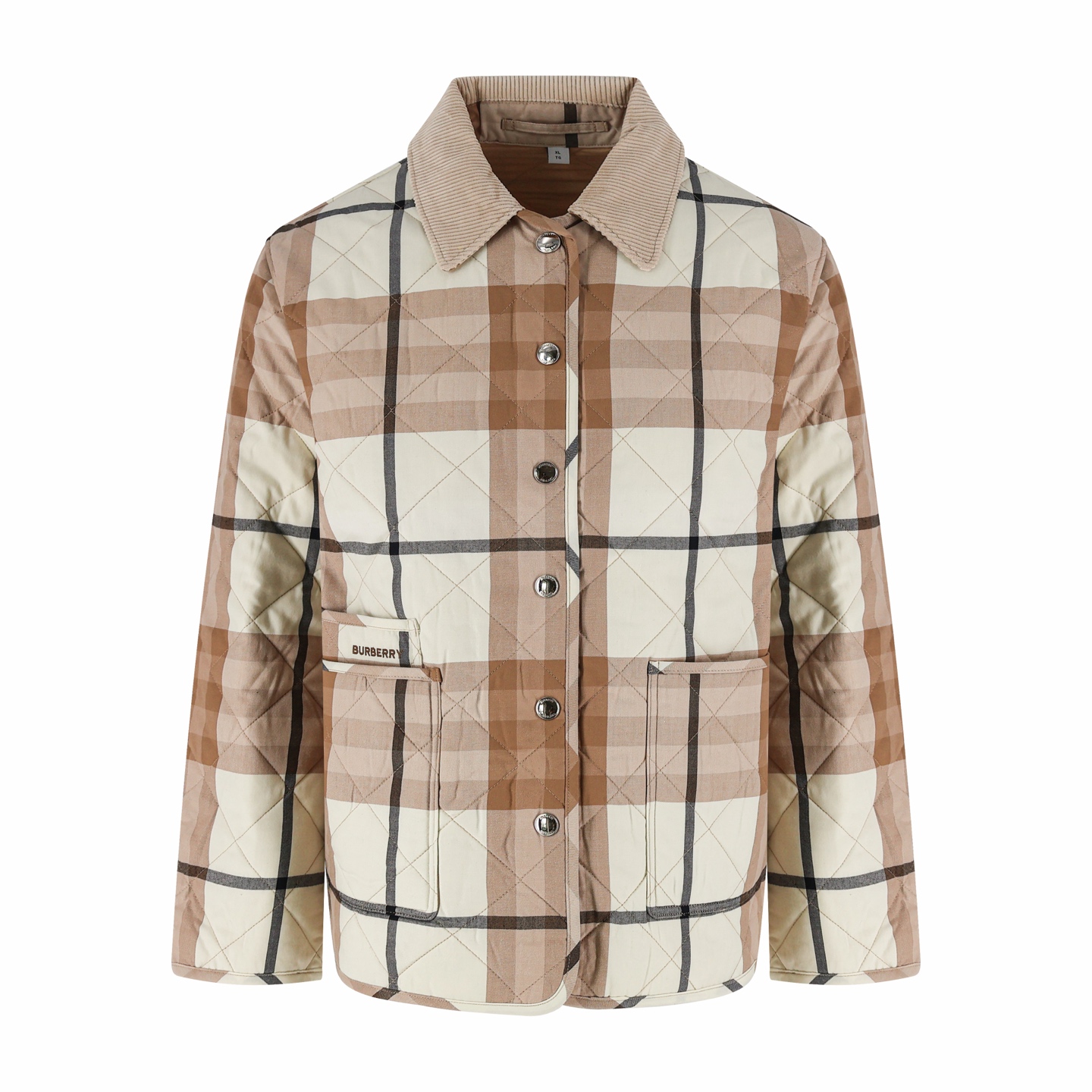 Burberry 巴宝莉 格纹翻领棉服 外套 夹克 长袖 保暖 桦木色 C0