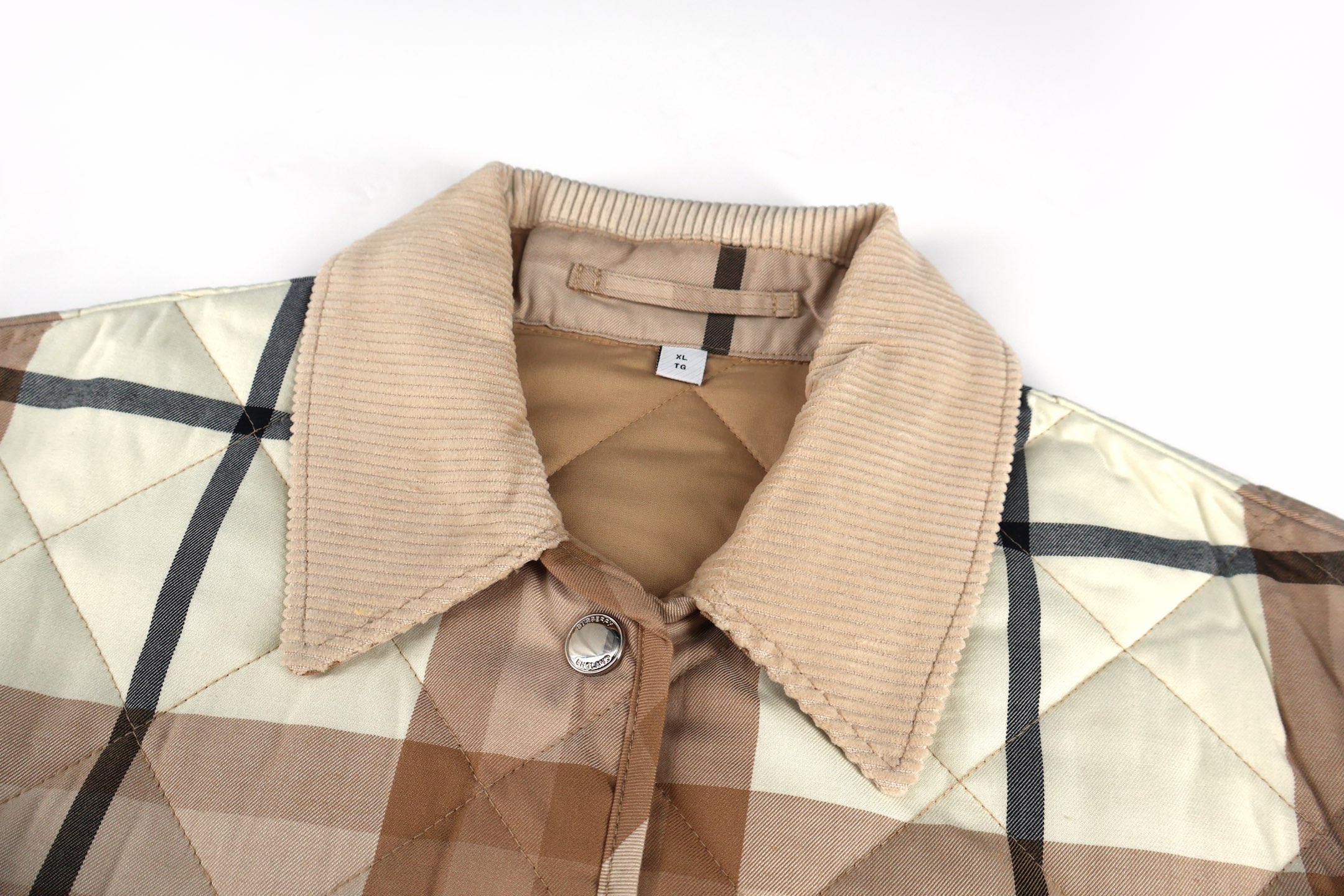 Burberry 巴宝莉 格纹翻领棉服 外套 夹克 长袖 保暖 桦木色 C0