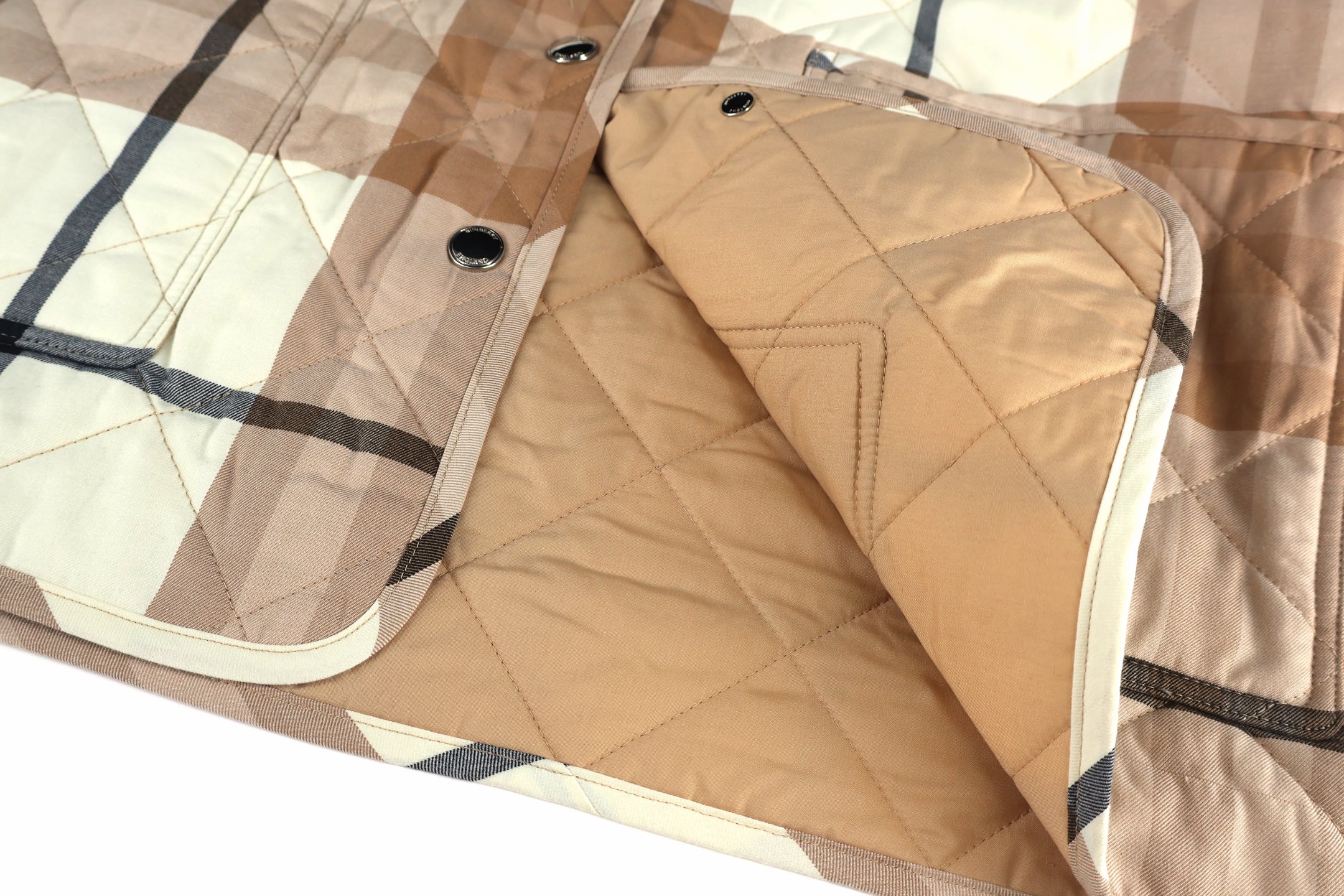 Burberry 巴宝莉 格纹翻领棉服 外套 夹克 长袖 保暖 桦木色 C0