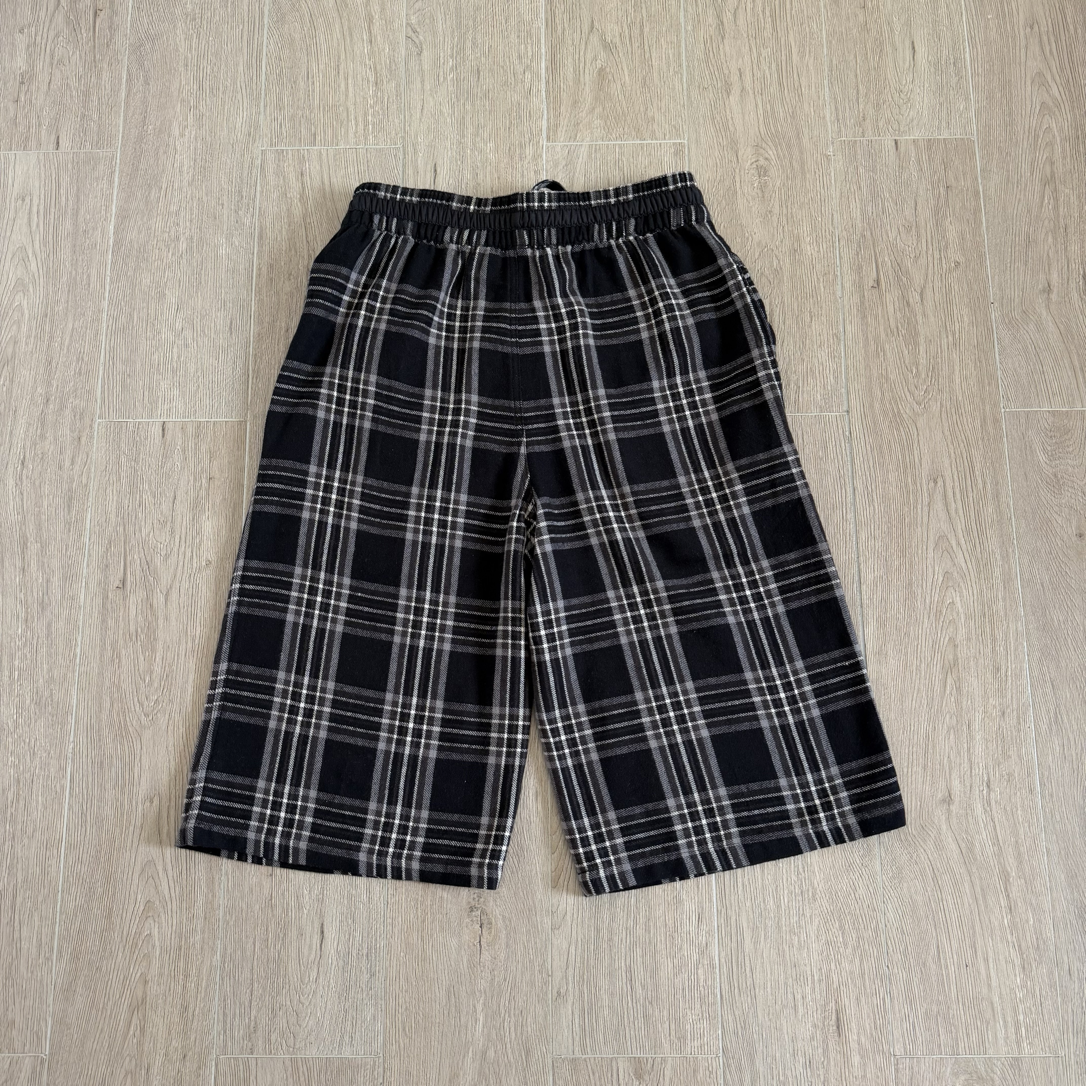 925 Chrome Hearts CH 克罗心 法兰绒 格子 银纸卷轴十字架松紧腰短裤 裤子 休闲裤 七分裤 夏季 黑色