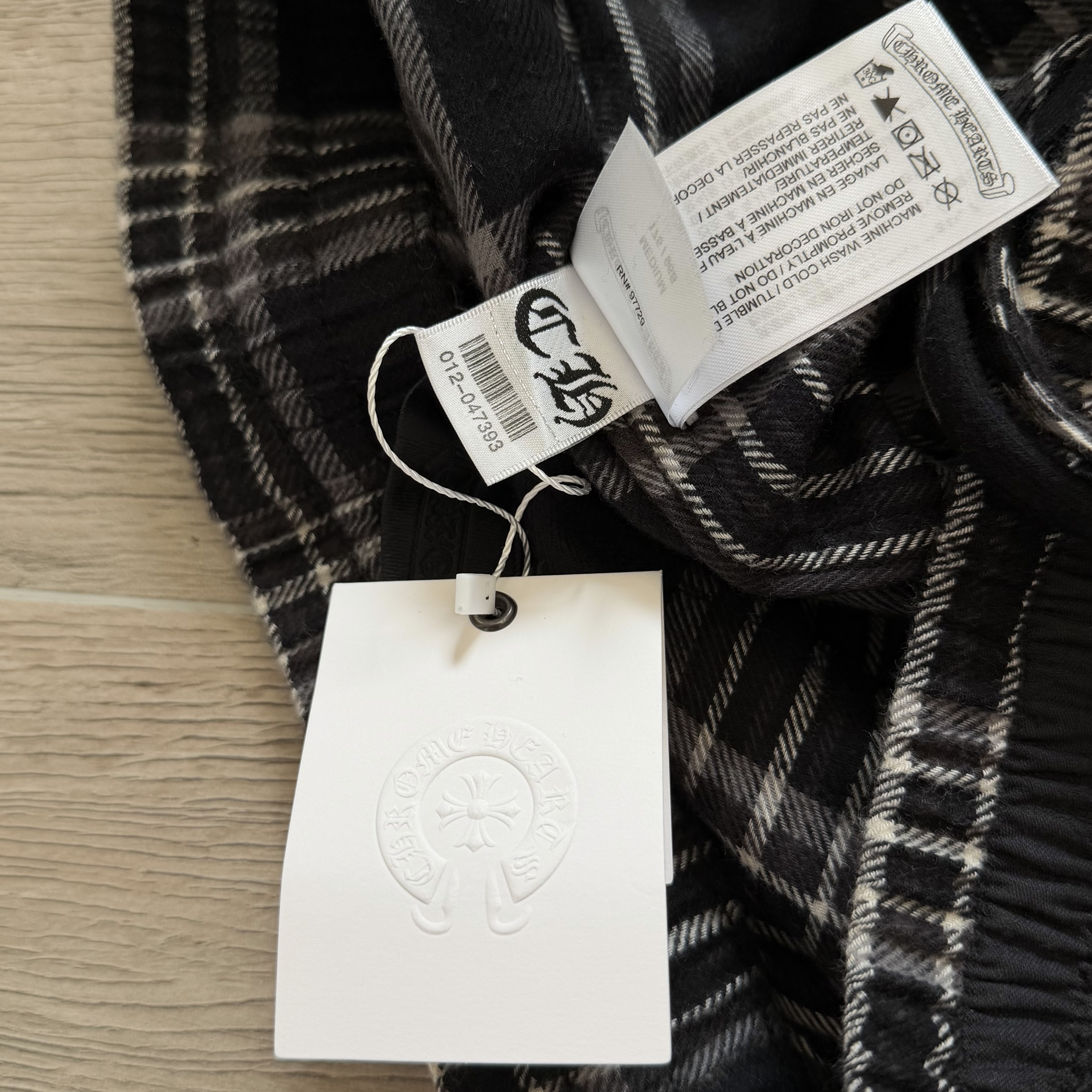 925 Chrome Hearts CH 克罗心 法兰绒 格子 银纸卷轴十字架松紧腰短裤 裤子 休闲裤 七分裤 夏季 黑色