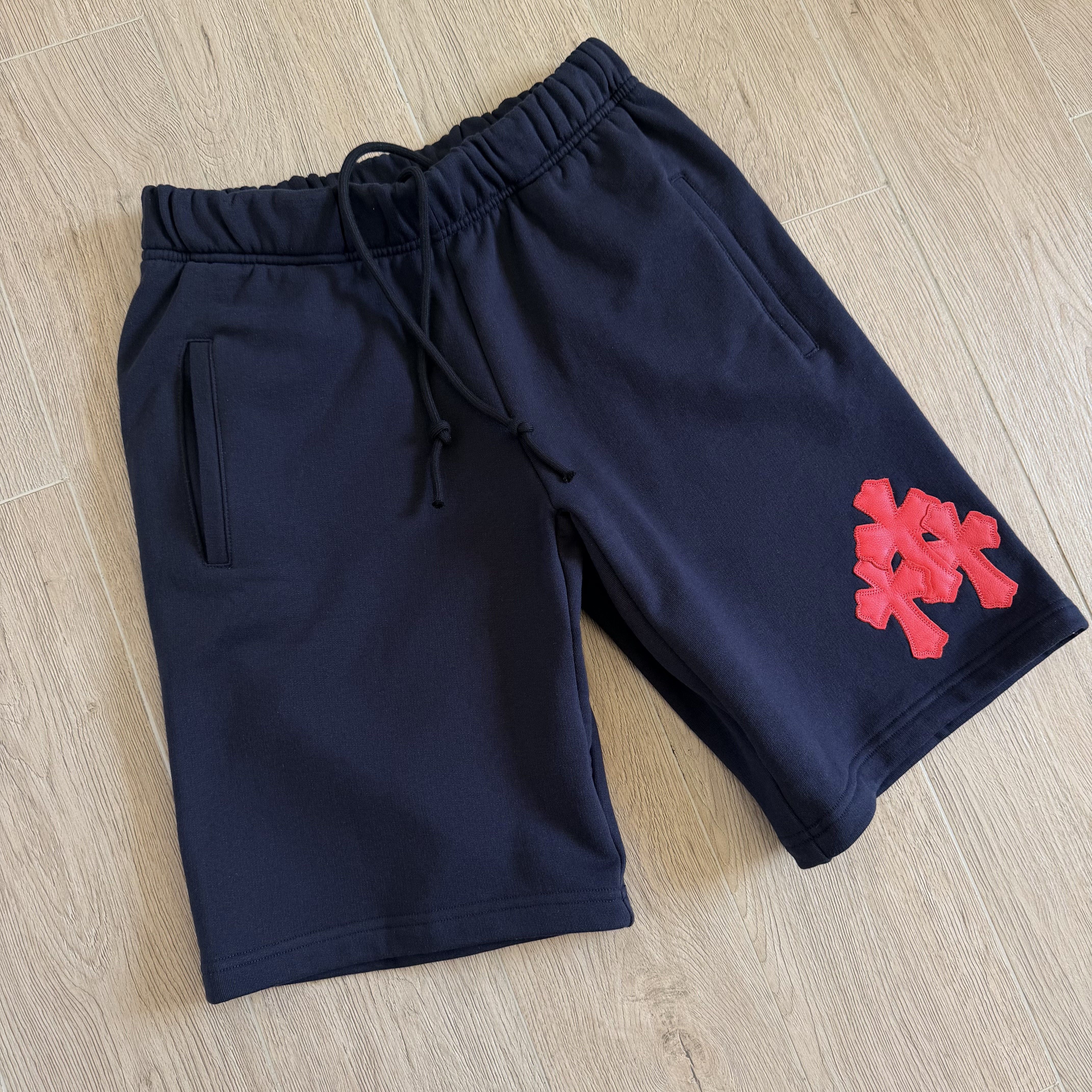 925 Chrome Hearts CH 克罗心 十字架拼皮松紧腰短裤 裤子 运动裤 休闲裤 夏季 藏青色
