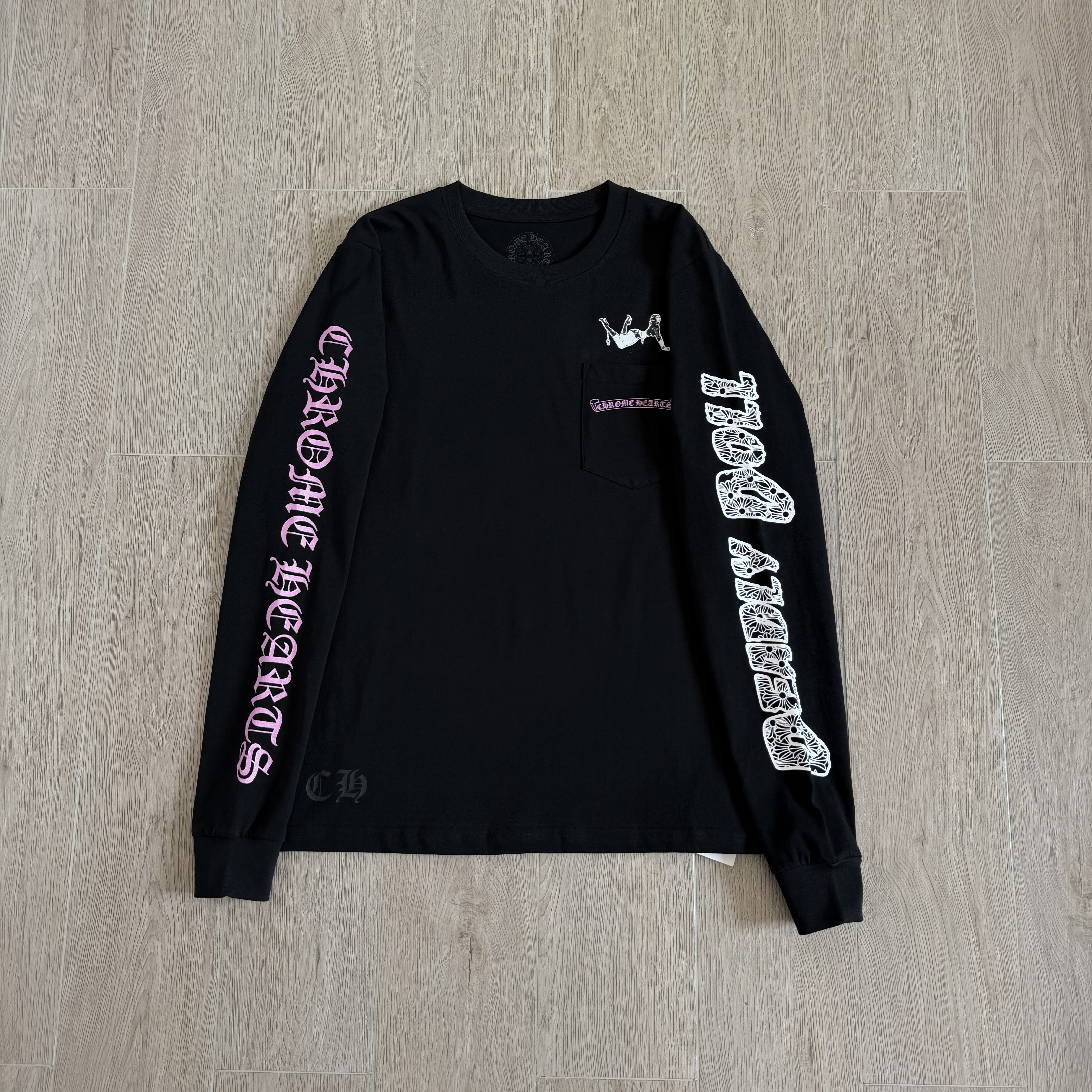 Chrome Hearts Deadly Doll 克罗心联名舞女圆领T恤 卫衣 长袖 花臂 黑色 
