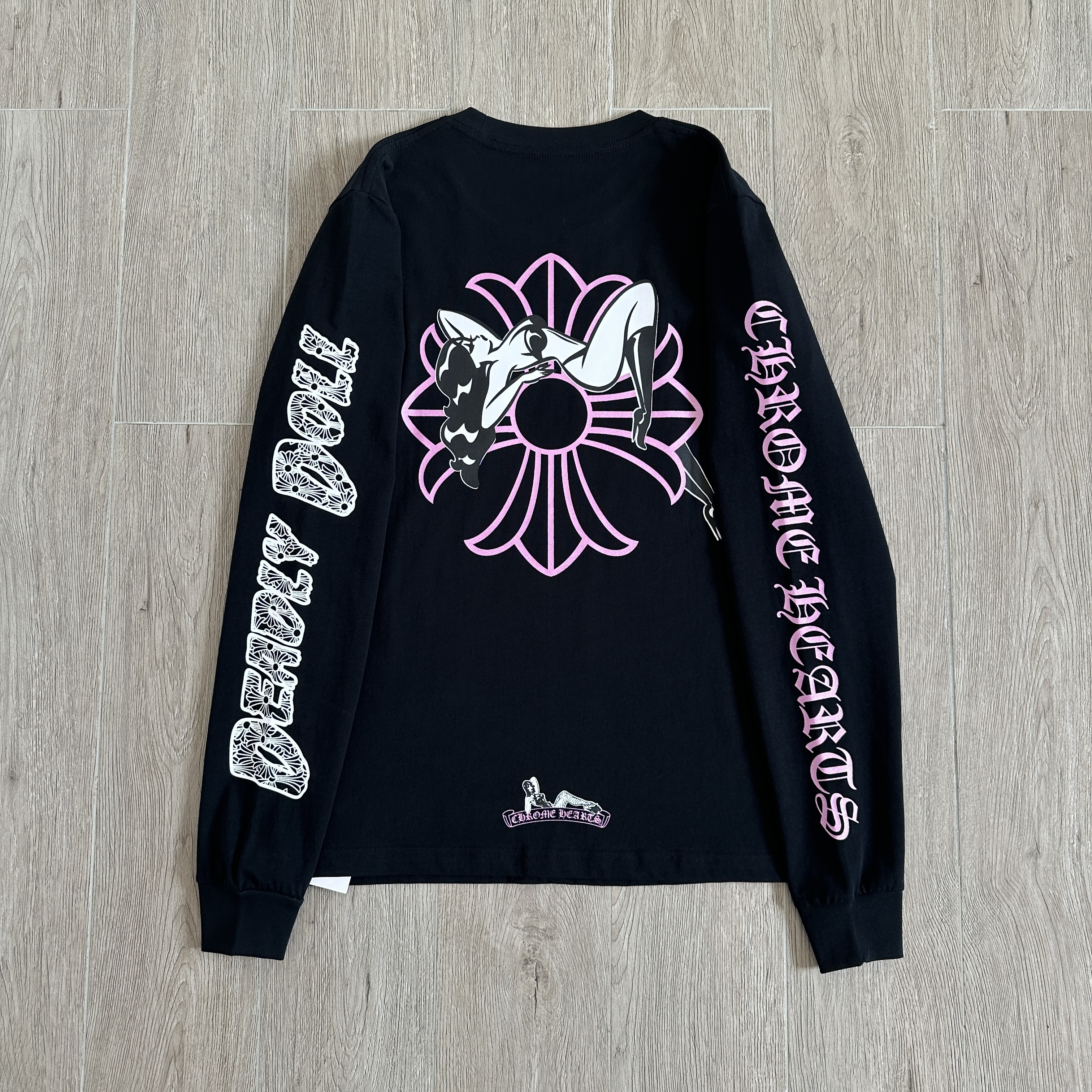 Chrome Hearts Deadly Doll 克罗心联名舞女圆领T恤 卫衣 长袖 花臂 黑色 