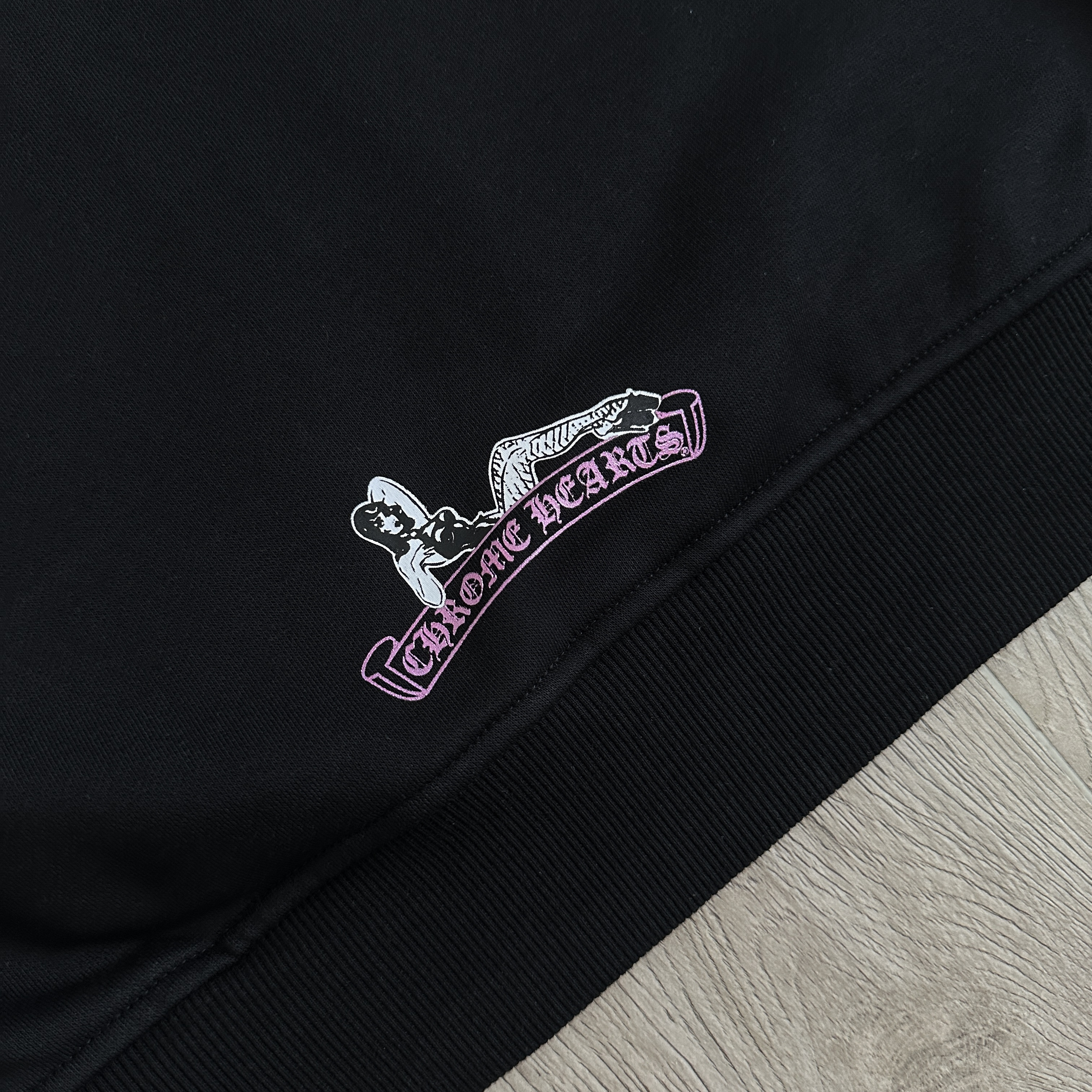 Chrome Hearts Deadly Doll 克罗心联名舞女抓绒拉链连帽卫衣 连帽衫 花臂 长袖 外套 黑色