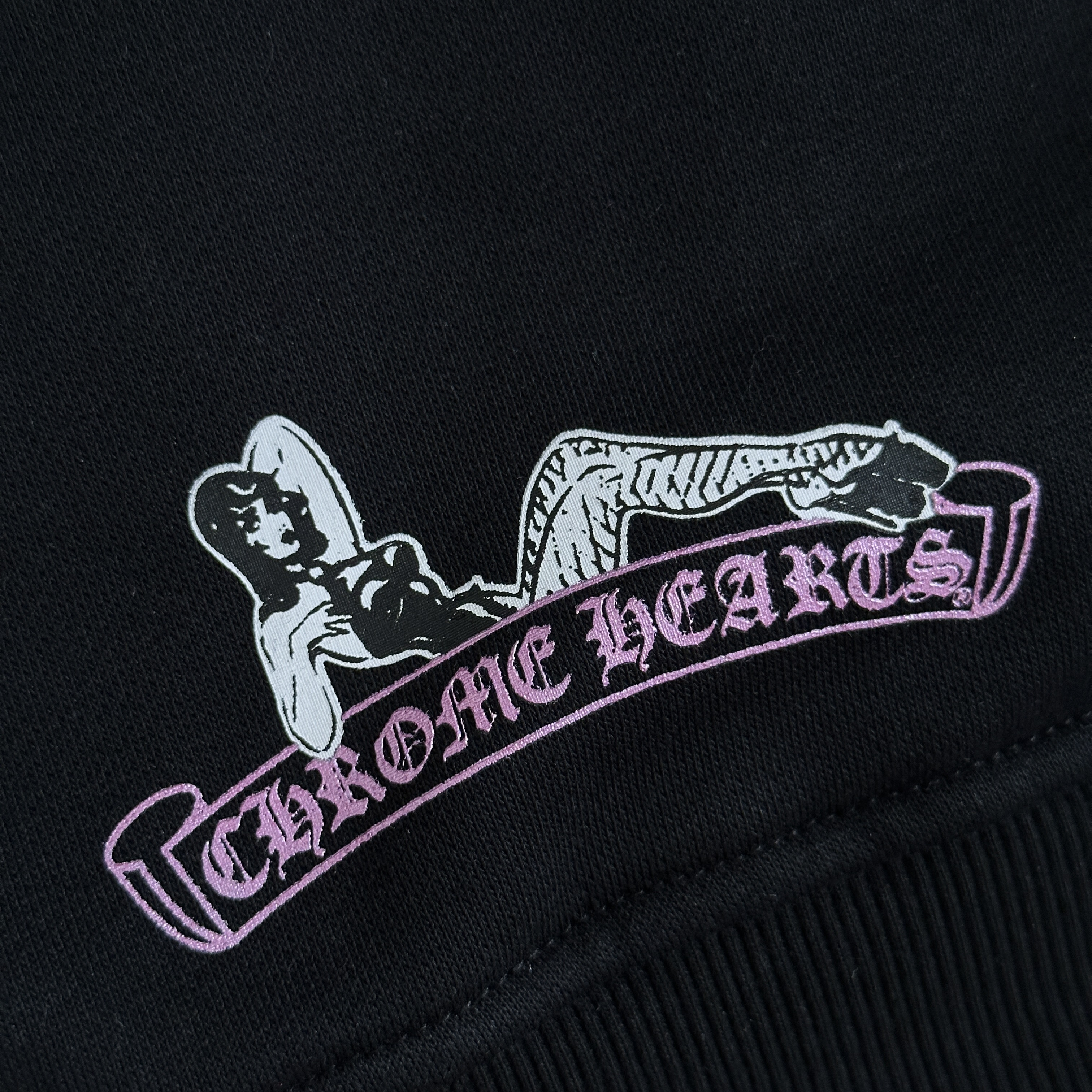 Chrome Hearts Deadly Doll 克罗心联名舞女抓绒拉链连帽卫衣 连帽衫 花臂 长袖 外套 黑色
