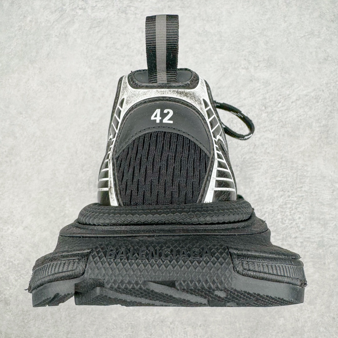 Balenciaga 巴黎世家 3XL 网布 系带 做旧 黑银 低筒 老爹鞋 运动 复古板鞋 休闲鞋 男鞋 女鞋 黑银 734734W3XL11090