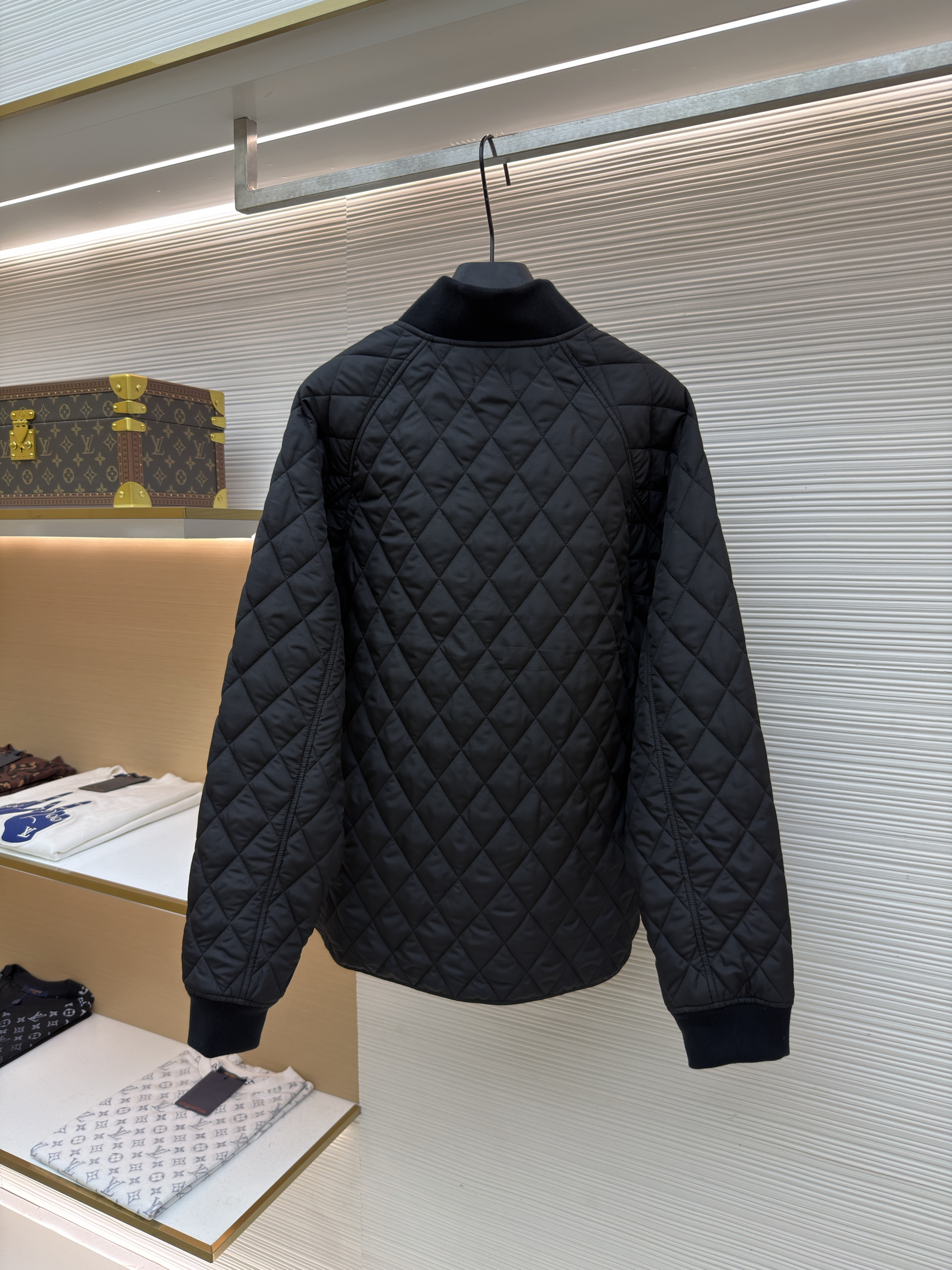 Burberry 巴宝莉 格纹绗缝夹克式棉服 外套 长袖 秋冬 保暖 黑色 藏蓝色 C0