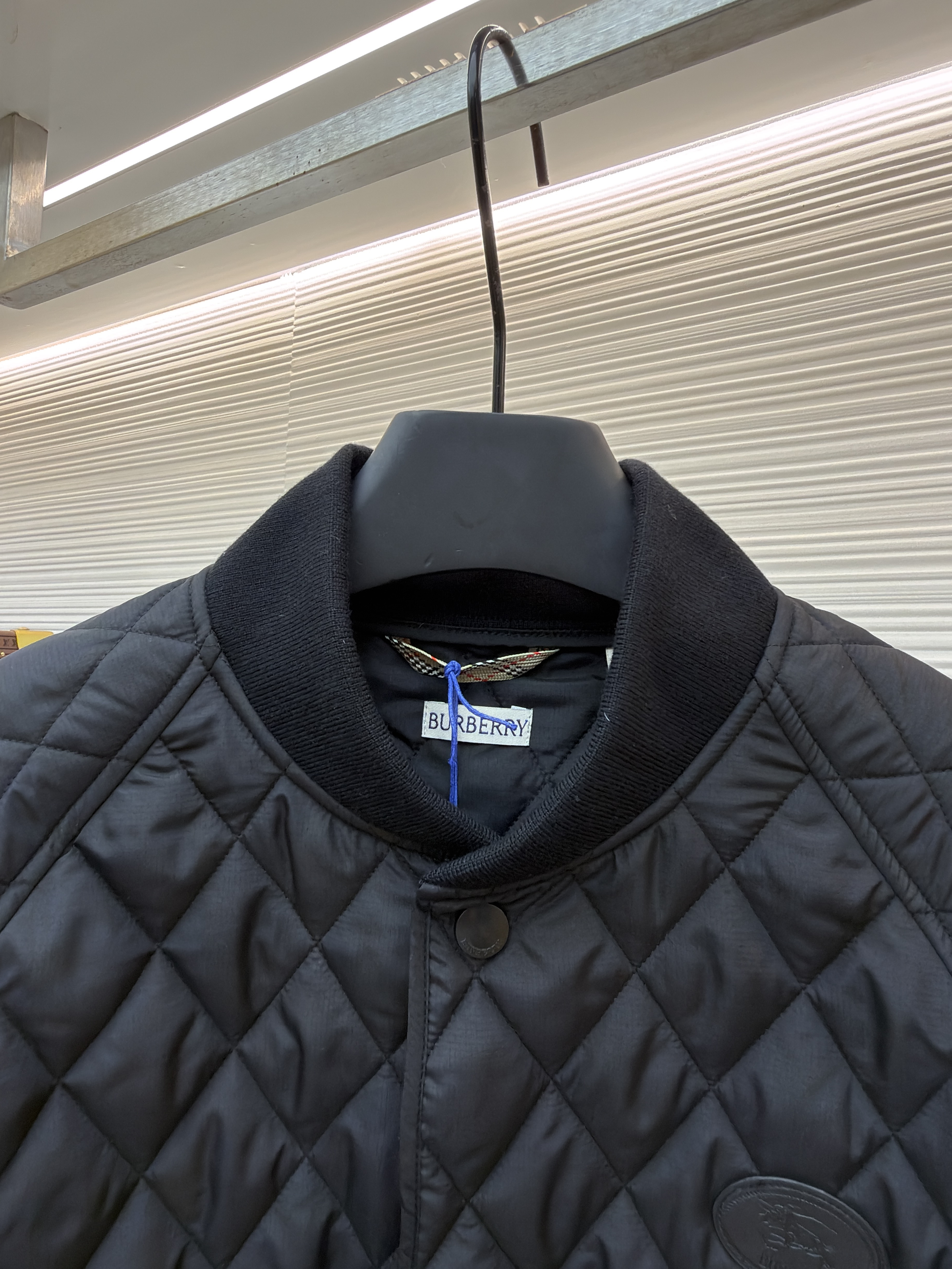 Burberry 巴宝莉 格纹绗缝夹克式棉服 外套 长袖 秋冬 保暖 黑色 藏蓝色 C0