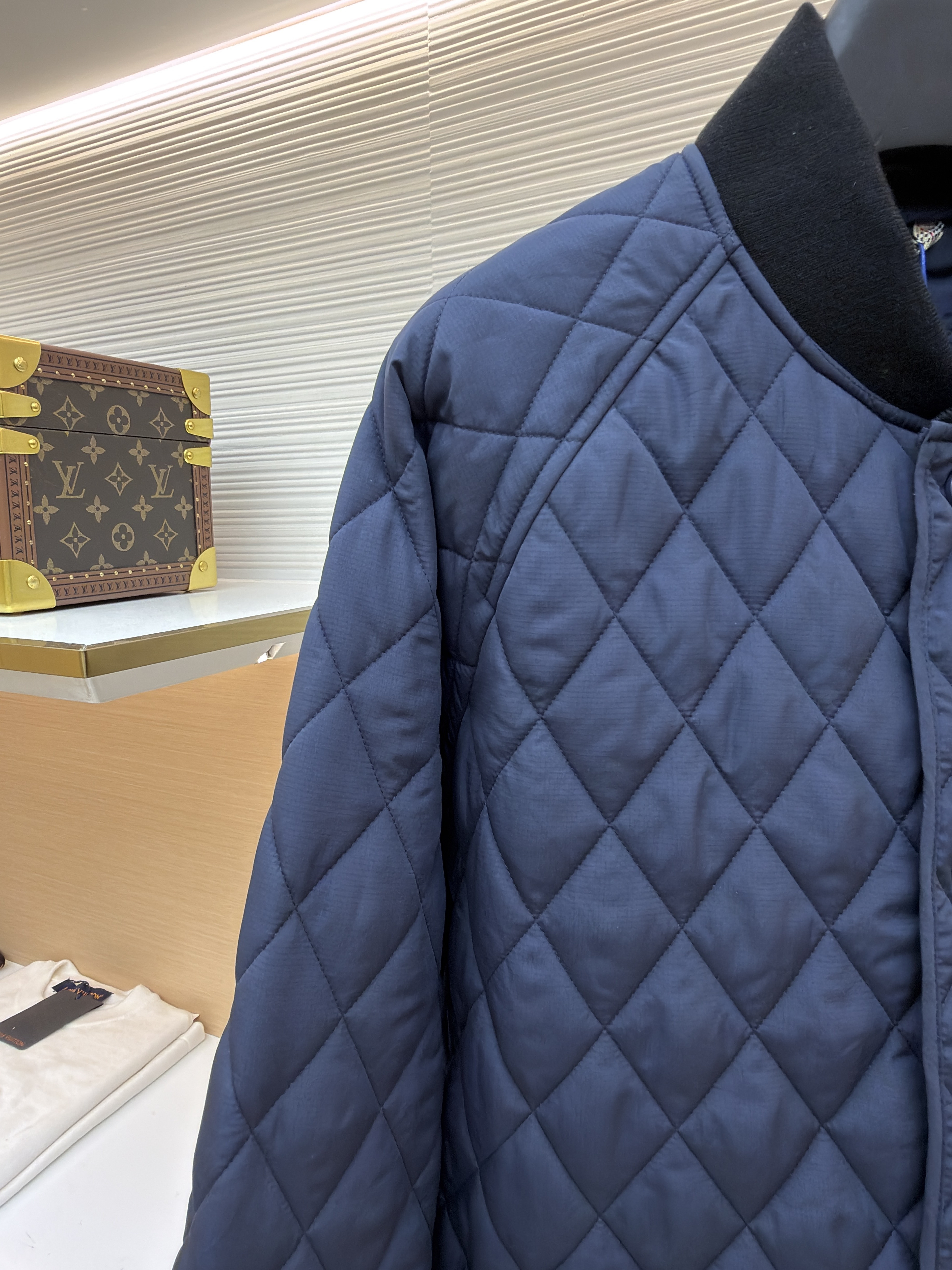 Burberry 巴宝莉 格纹绗缝夹克式棉服 外套 长袖 秋冬 保暖 黑色 藏蓝色 C0