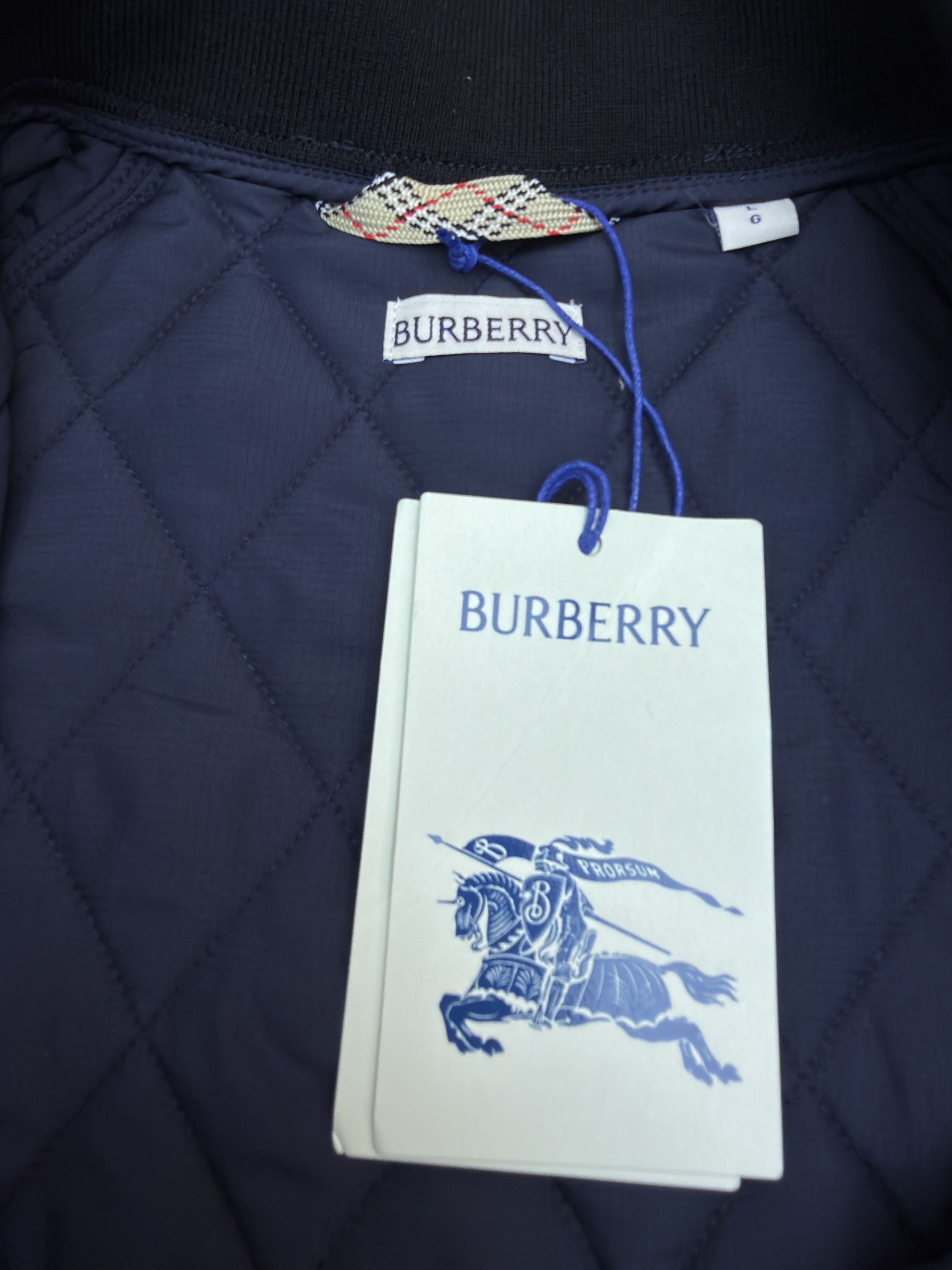 Burberry 巴宝莉 格纹绗缝夹克式棉服 外套 长袖 秋冬 保暖 黑色 藏蓝色 C0