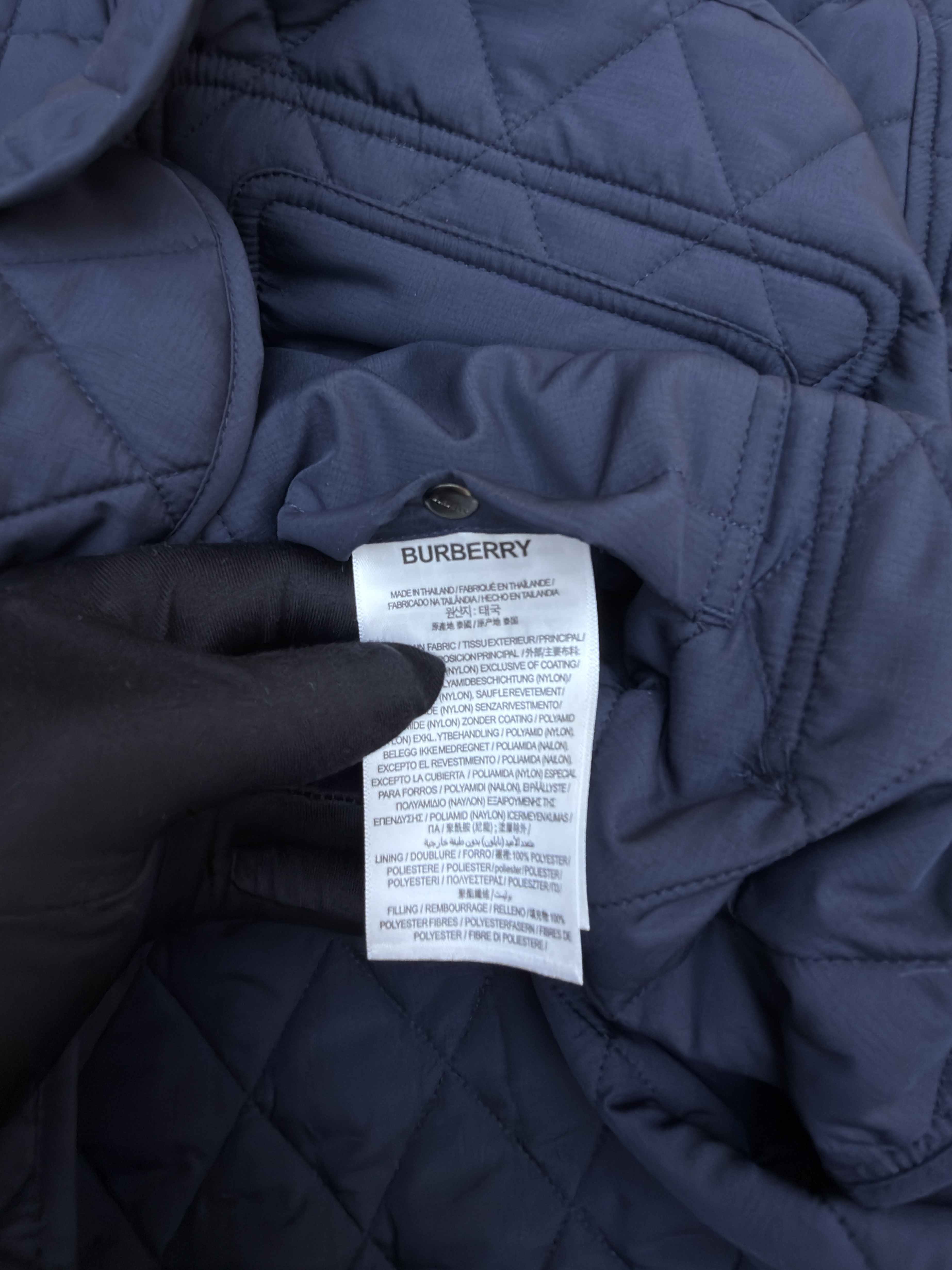 Burberry 巴宝莉 格纹绗缝夹克式棉服 外套 长袖 秋冬 保暖 黑色 藏蓝色 C0