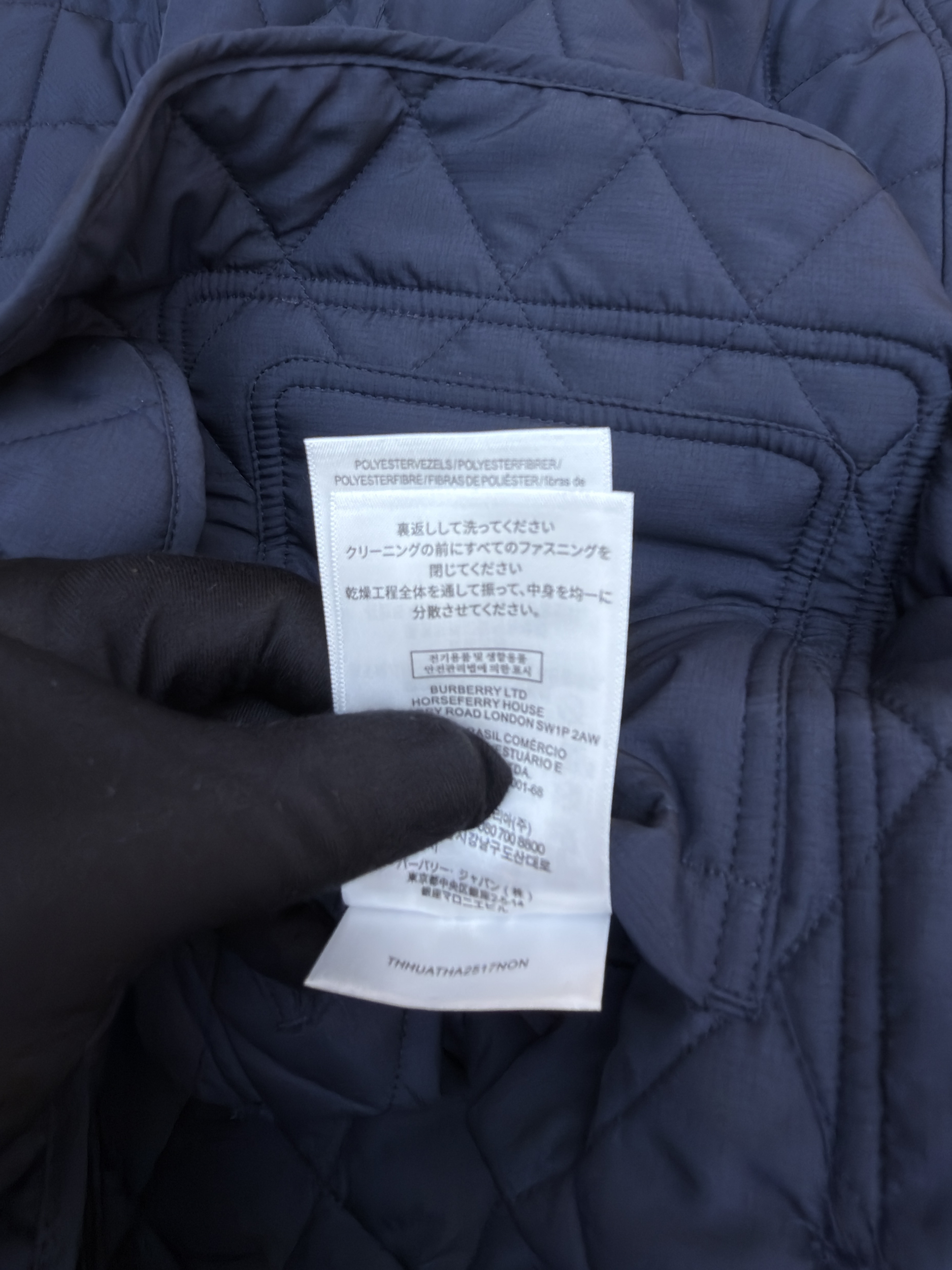 Burberry 巴宝莉 格纹绗缝夹克式棉服 外套 长袖 秋冬 保暖 黑色 藏蓝色 C0