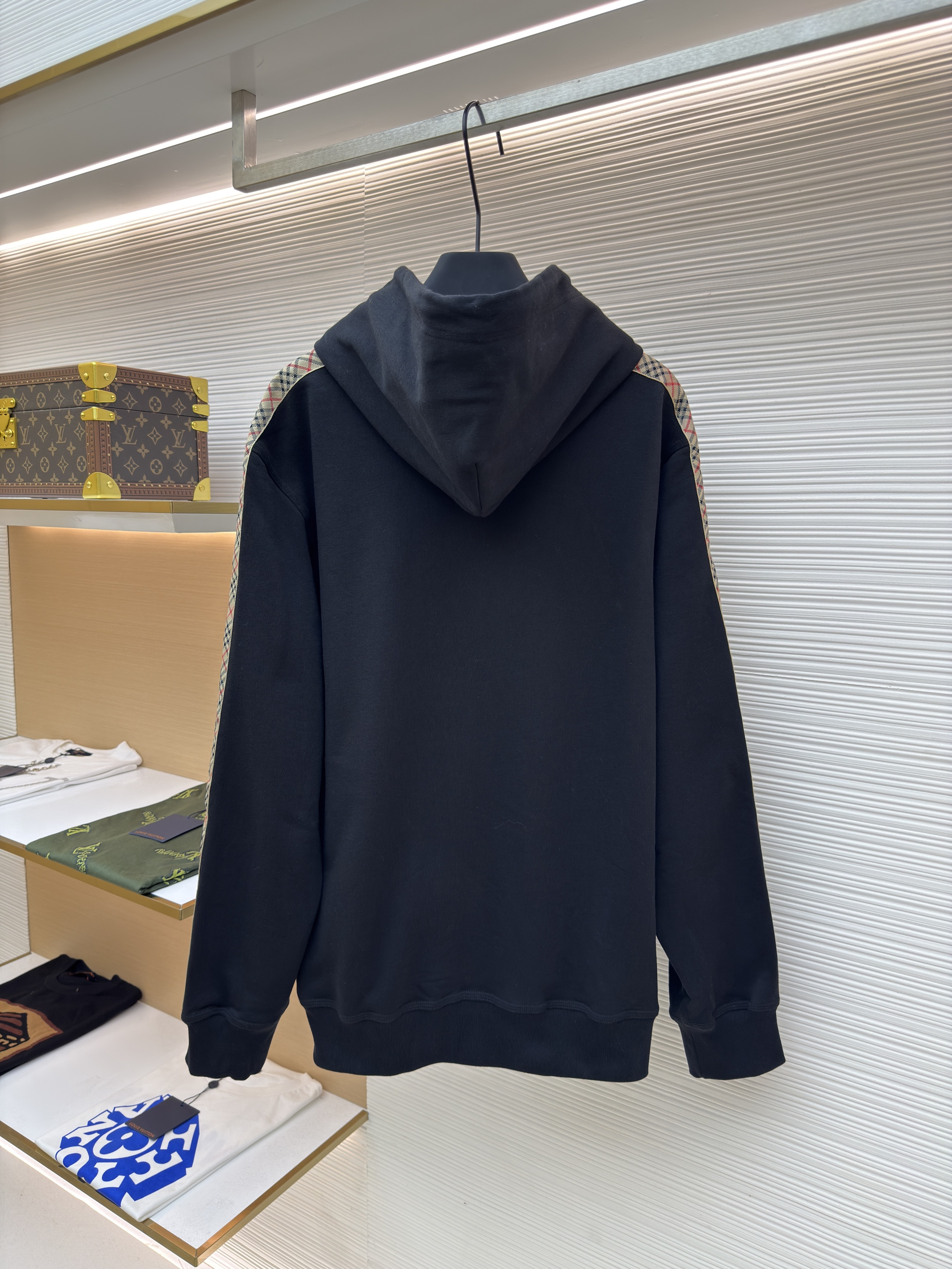 Burberry 巴宝莉 织带饰边拉链连帽卫衣 连帽衫 外套 长袖 秋冬 灰色 黑色 B0