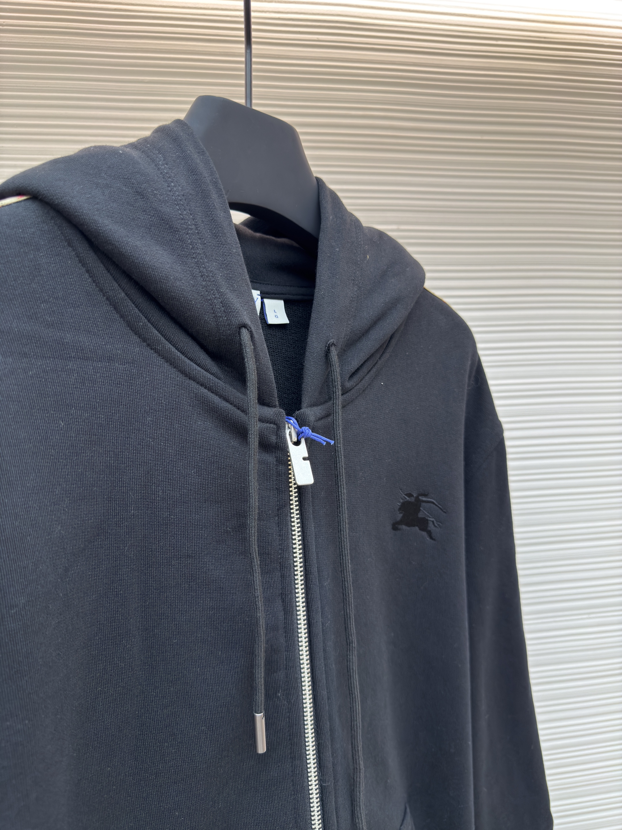 Burberry 巴宝莉 织带饰边拉链连帽卫衣 连帽衫 外套 长袖 秋冬 灰色 黑色 B0