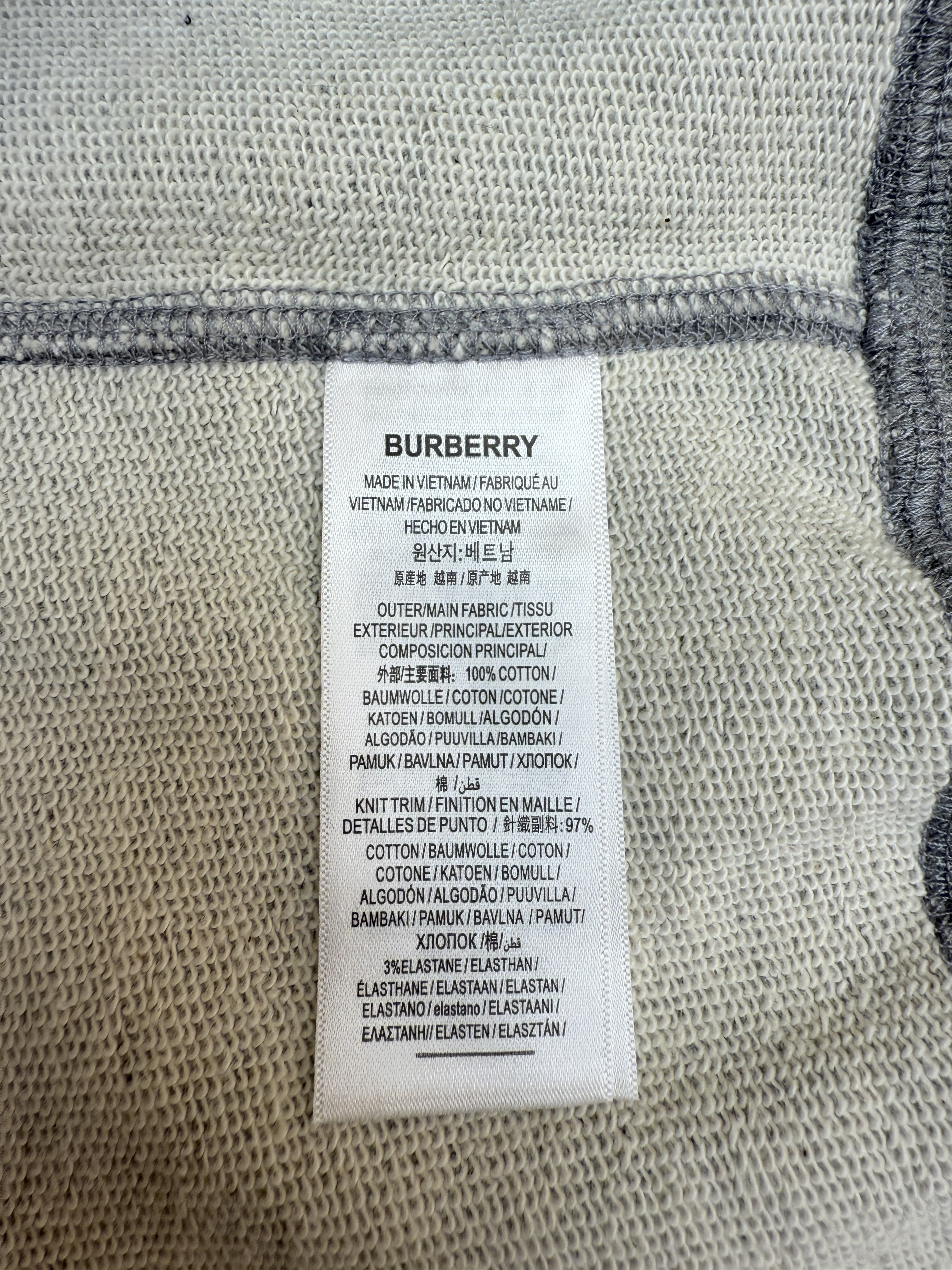 Burberry 巴宝莉 织带饰边拉链连帽卫衣 连帽衫 外套 长袖 秋冬 灰色 黑色 B0