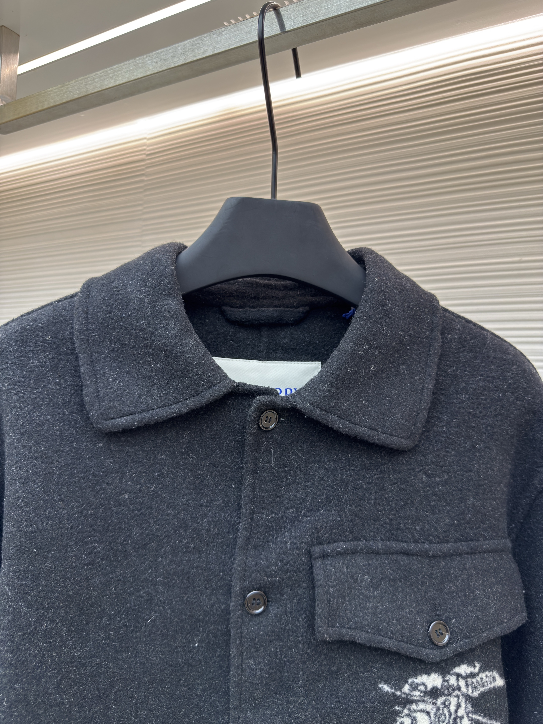 Burberry 巴宝莉 战马色织双面呢外套 夹克 长袖 秋冬 深灰色 D0