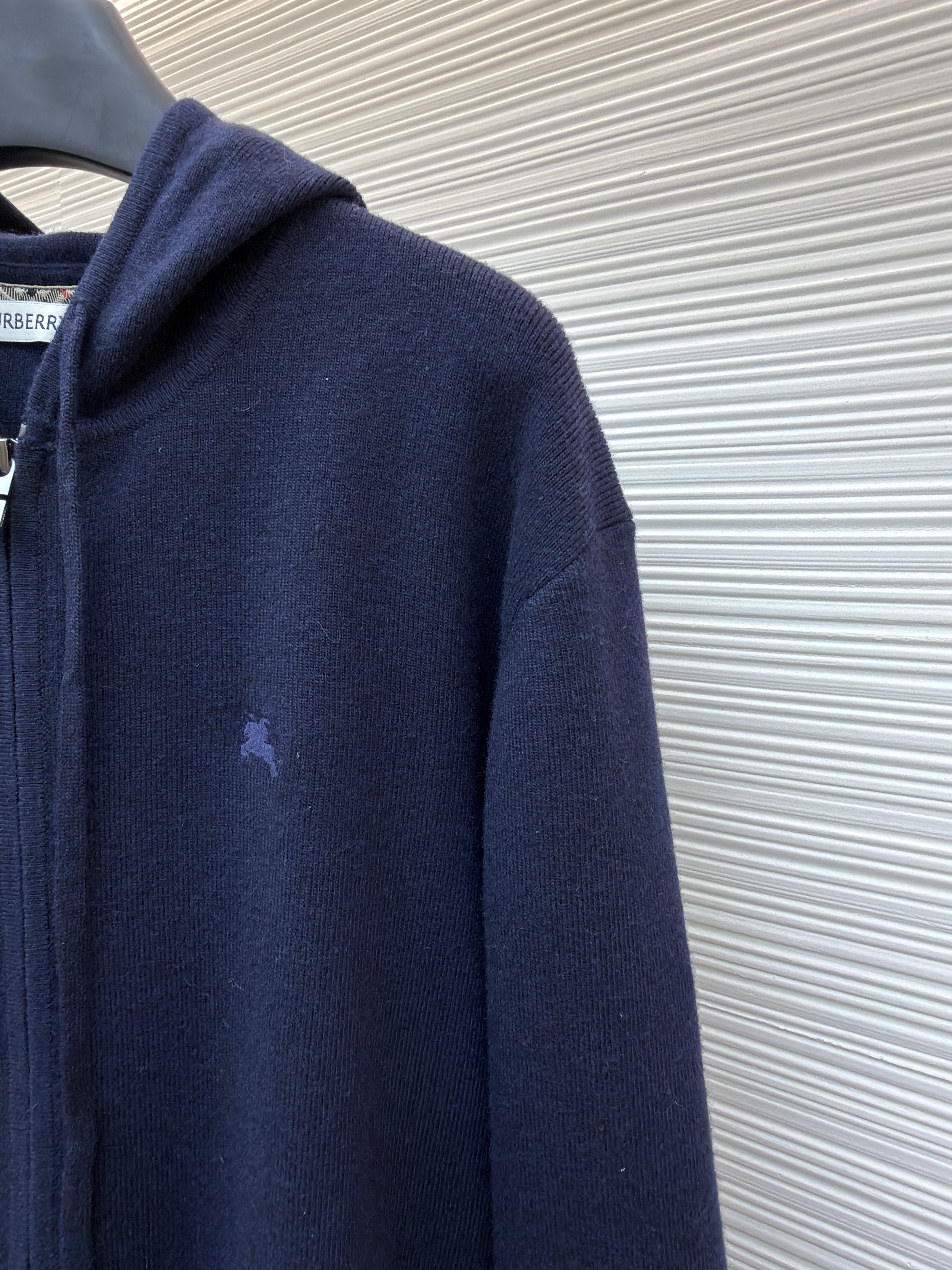Burberry 巴宝莉 刺绣针织拉链连帽开衫 外套 针织衫 长袖 秋冬 灰色 藏蓝色 黑色 C0