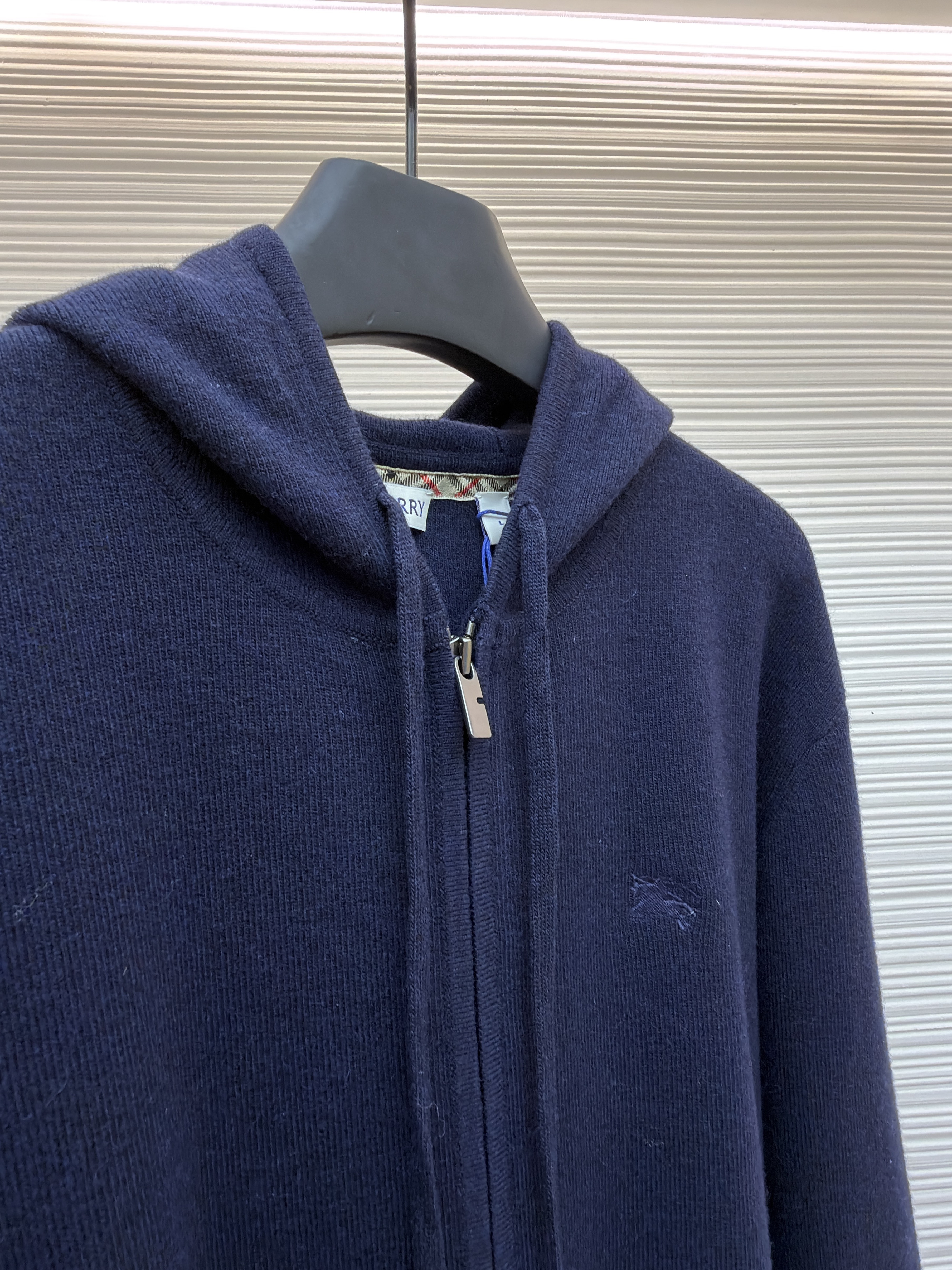 Burberry 巴宝莉 刺绣针织拉链连帽开衫 外套 针织衫 长袖 秋冬 灰色 藏蓝色 黑色 C0