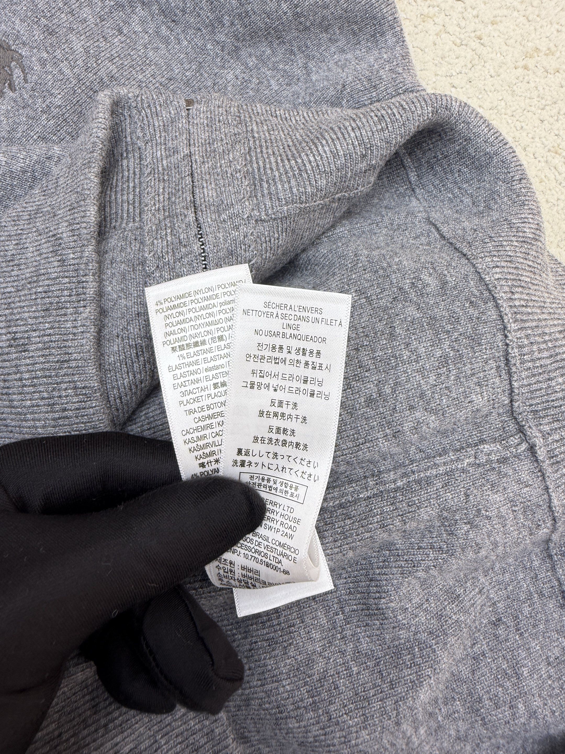 Burberry 巴宝莉 刺绣针织拉链连帽开衫 外套 针织衫 长袖 秋冬 灰色 藏蓝色 黑色 C0