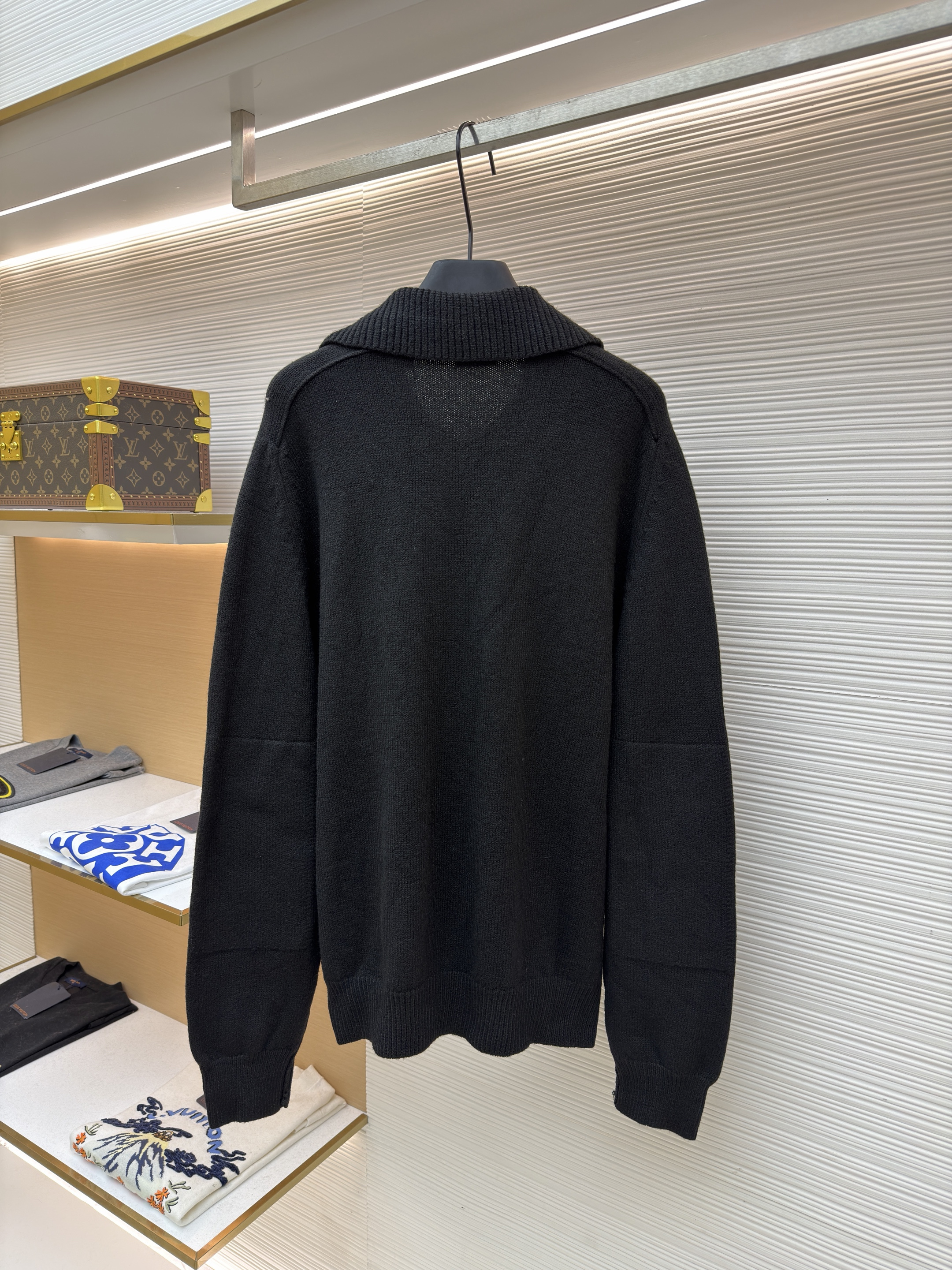 Burberry 巴宝莉 翻领罗纹针织羊绒衫 针织衫 毛衣 外套 长袖 秋冬 黑色 B0
