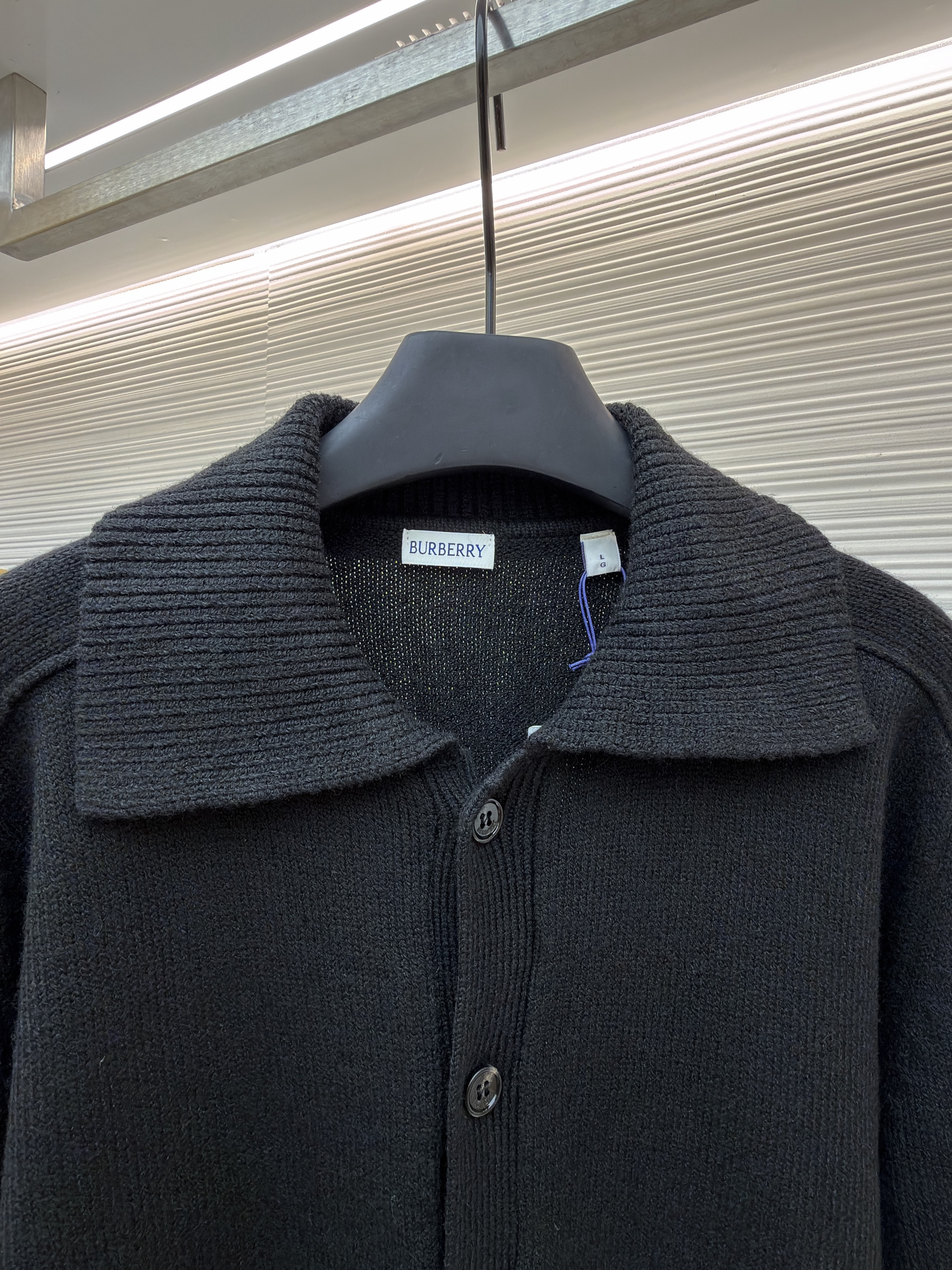 Burberry 巴宝莉 翻领罗纹针织羊绒衫 针织衫 毛衣 外套 长袖 秋冬 黑色 B0