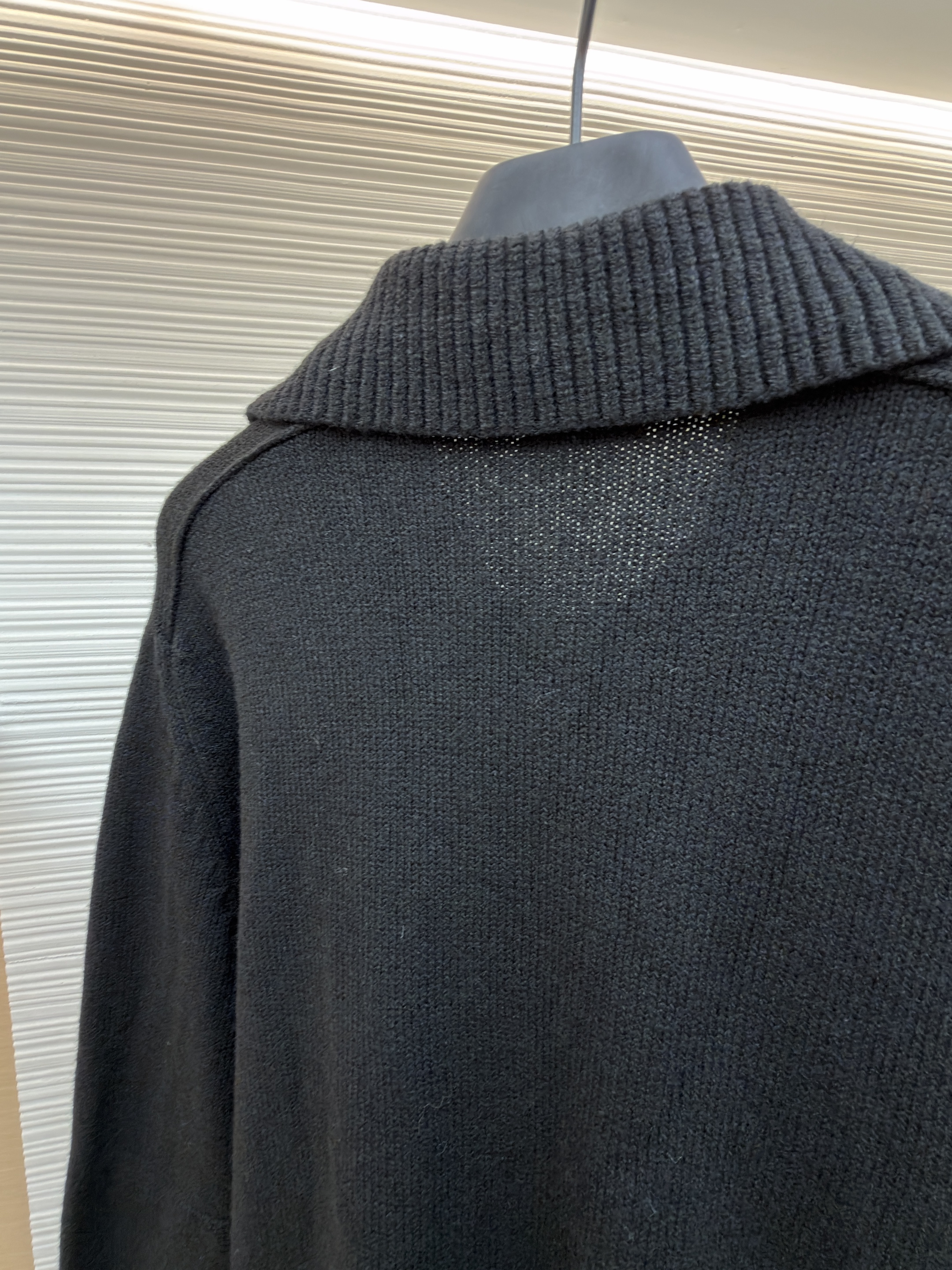 Burberry 巴宝莉 翻领罗纹针织羊绒衫 针织衫 毛衣 外套 长袖 秋冬 黑色 B0