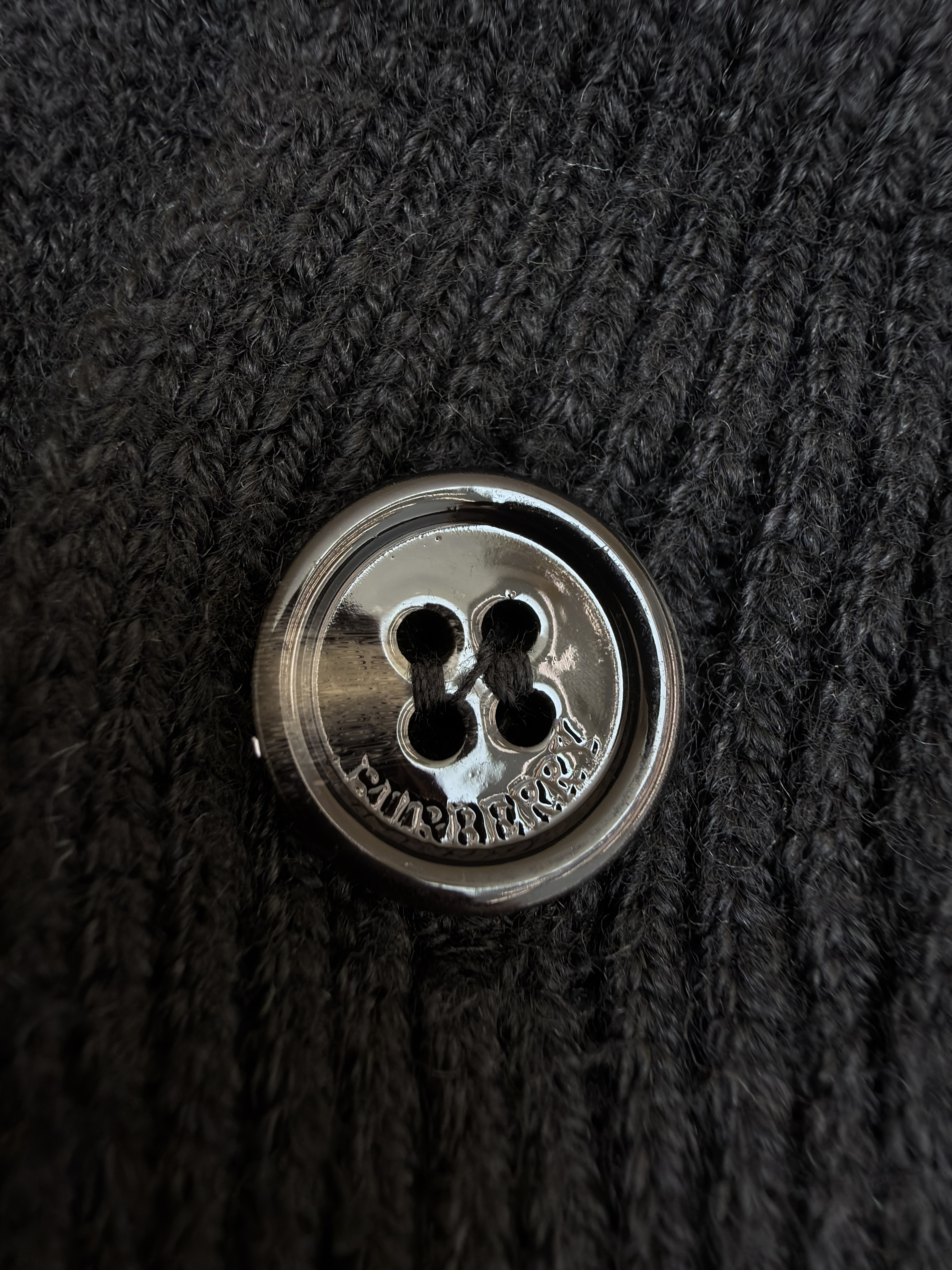 Burberry 巴宝莉 翻领罗纹针织羊绒衫 针织衫 毛衣 外套 长袖 秋冬 黑色 B0