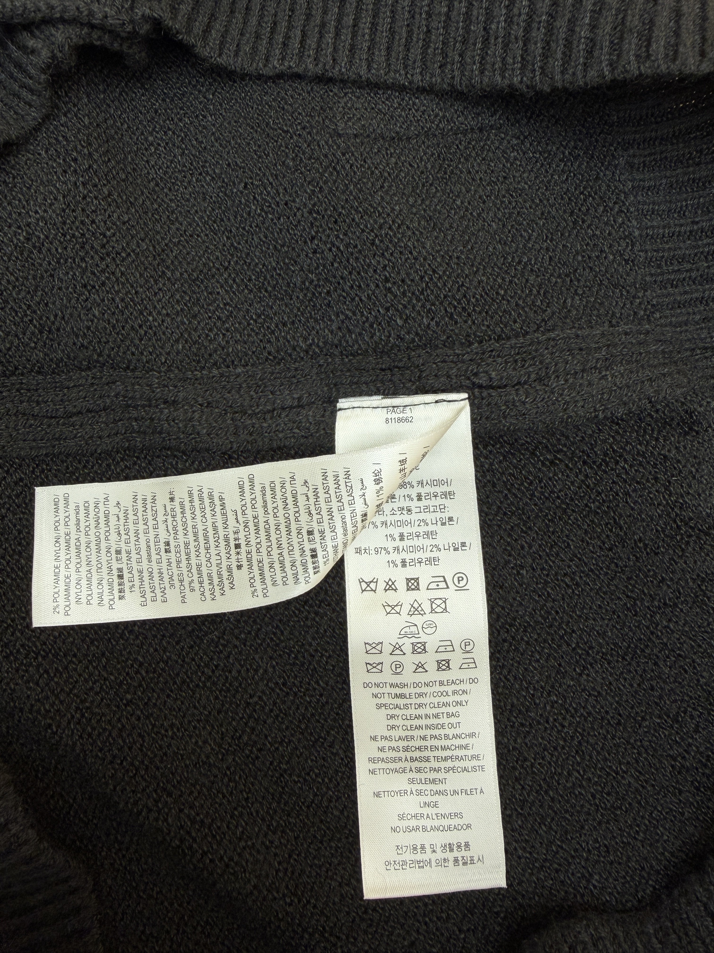 Burberry 巴宝莉 翻领罗纹针织羊绒衫 针织衫 毛衣 外套 长袖 秋冬 黑色 B0
