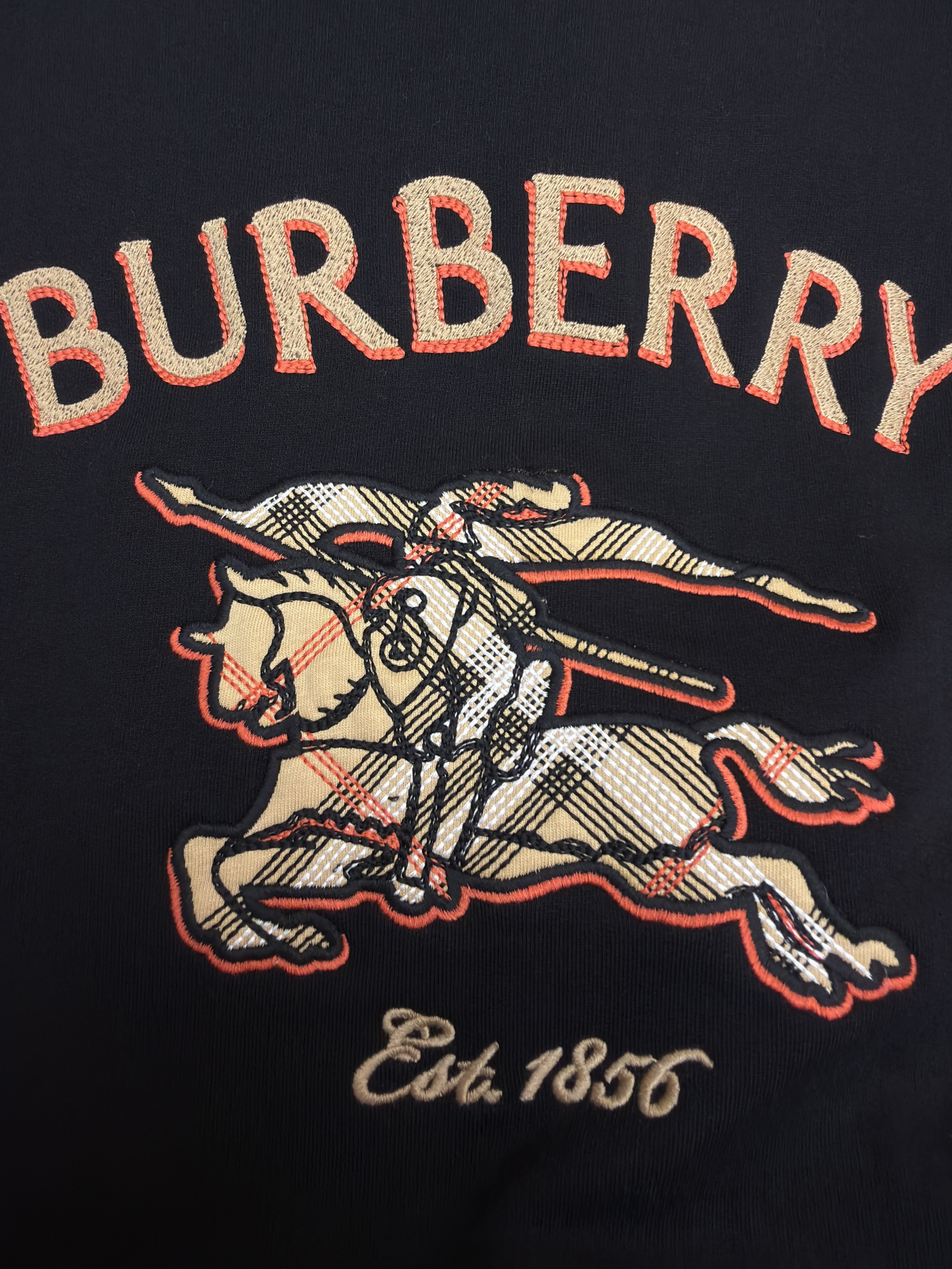 Burberry 巴宝莉 马术骑士绣花格纹拉链连帽卫衣 连帽衫 外套 夹克 长袖 秋冬 黑色 B5