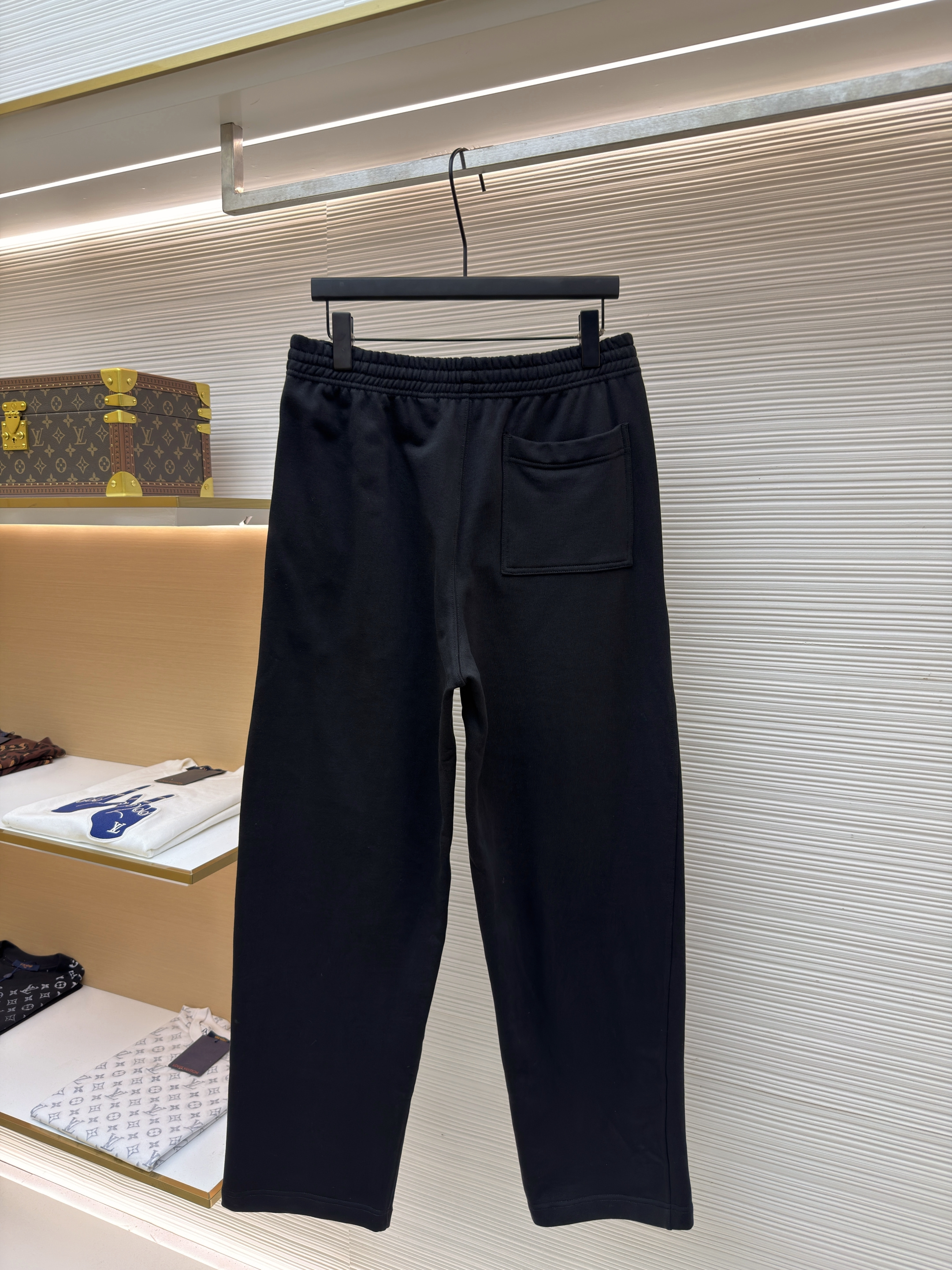 Burberry 巴宝莉 马术骑士绣花格纹松紧腰运动裤 休闲裤 卫裤 裤子 长裤 黑色 B0