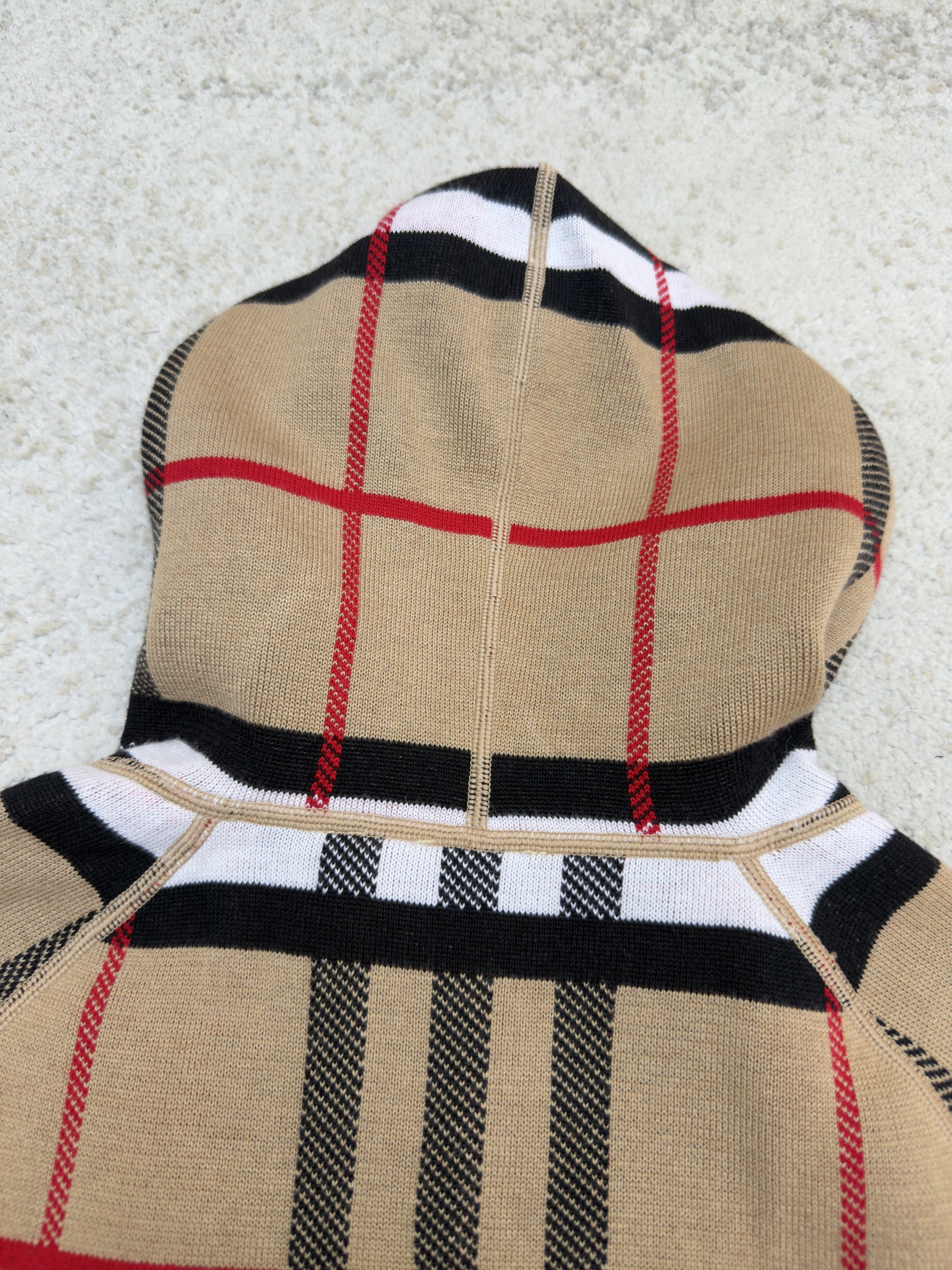 Burberry 巴宝莉 战马双面两穿羊绒格纹针织拉链连帽外套 夹克 针织衫 长袖 秋冬 卡其色 C0