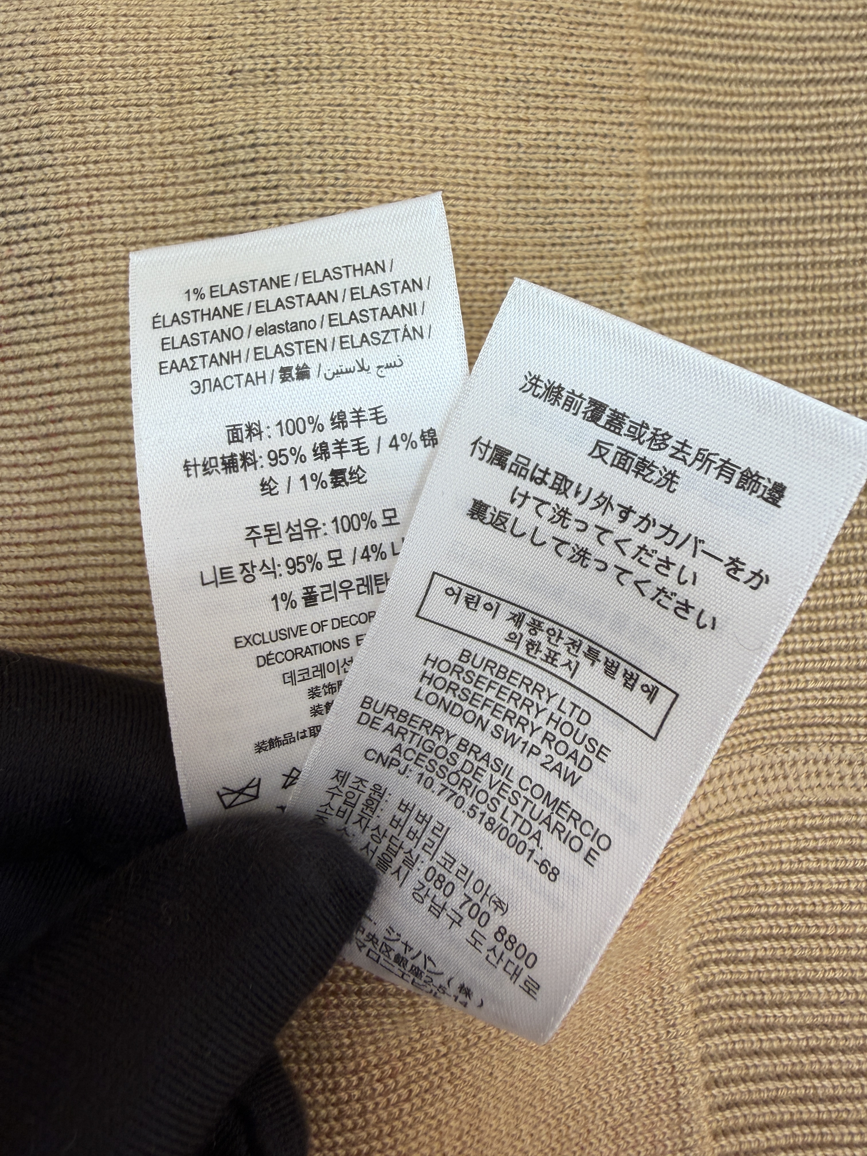 Burberry 巴宝莉 战马双面两穿羊绒格纹针织拉链连帽外套 夹克 针织衫 长袖 秋冬 卡其色 C0