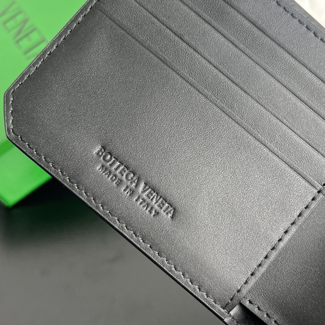BV 葆蝶零钱袋 Bottega Veneta -Intrecciato Bi-fold wallet – Cowhide 钱包短夹 黑色-B0-805654