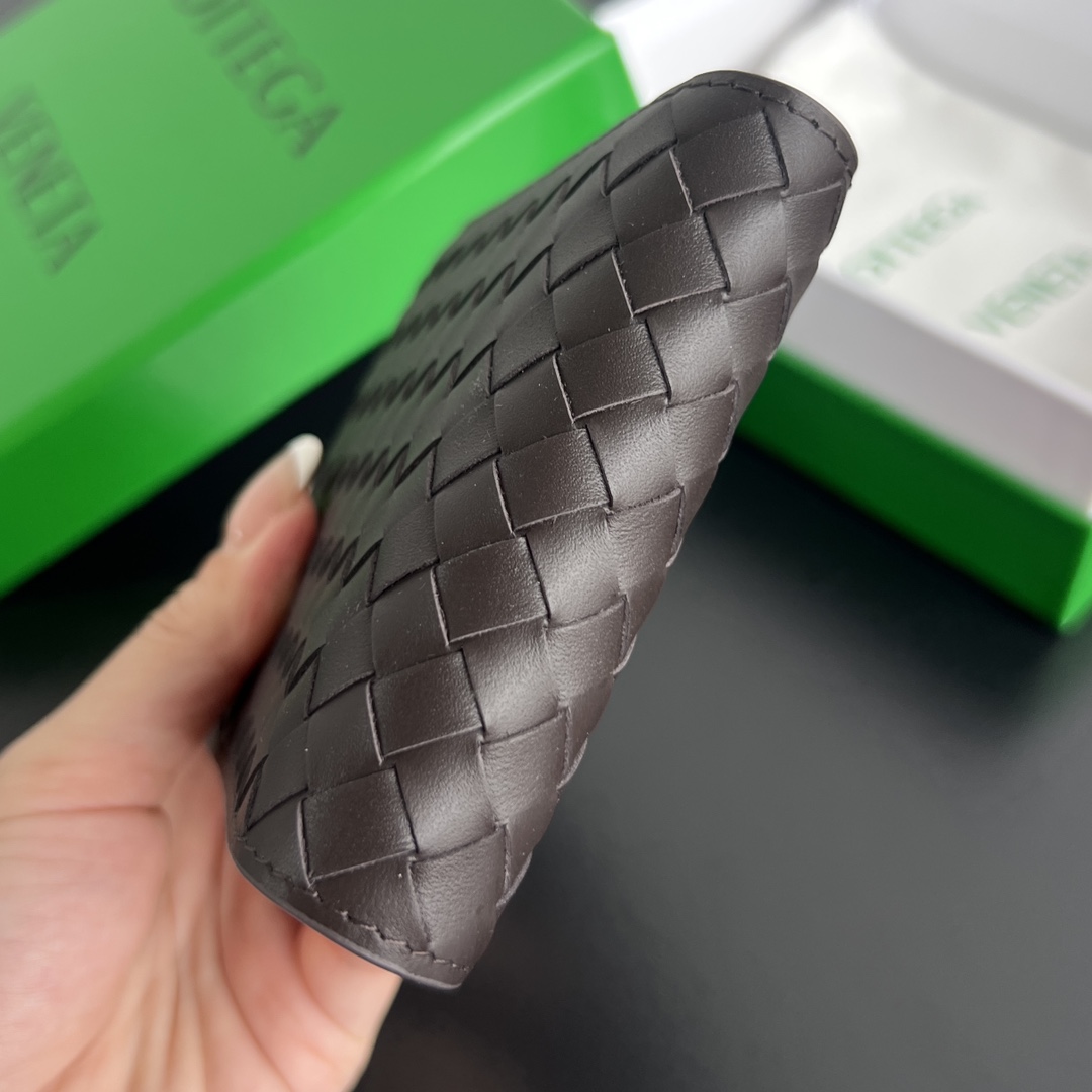 BV 葆蝶零钱袋 Bottega Veneta -Intrecciato Bi-fold wallet – Cowhide 钱包短夹 酒红-B0-805654