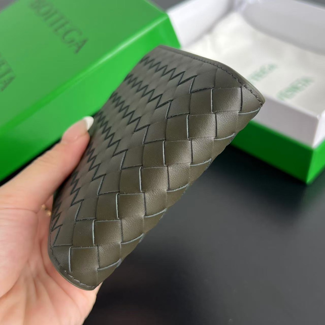 BV 葆蝶零钱袋 Bottega Veneta -Intrecciato Bi-fold wallet – Cowhide 钱包短夹 灰色-B0-805654