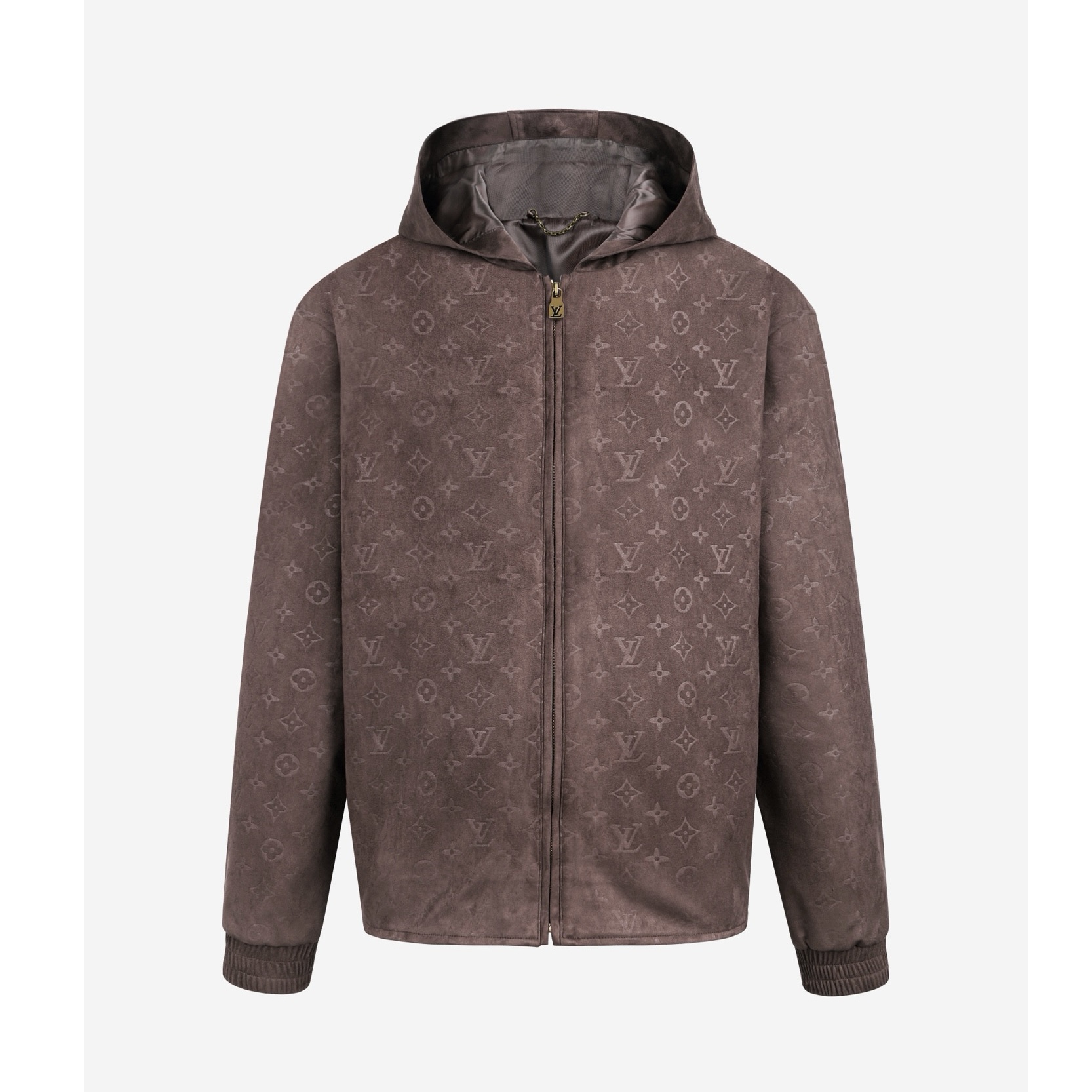 LOUIS VUITTON 路易威登 满印压花绒面皮革拉链连帽卫衣 连帽衫 长袖 外套 夹克 C0 