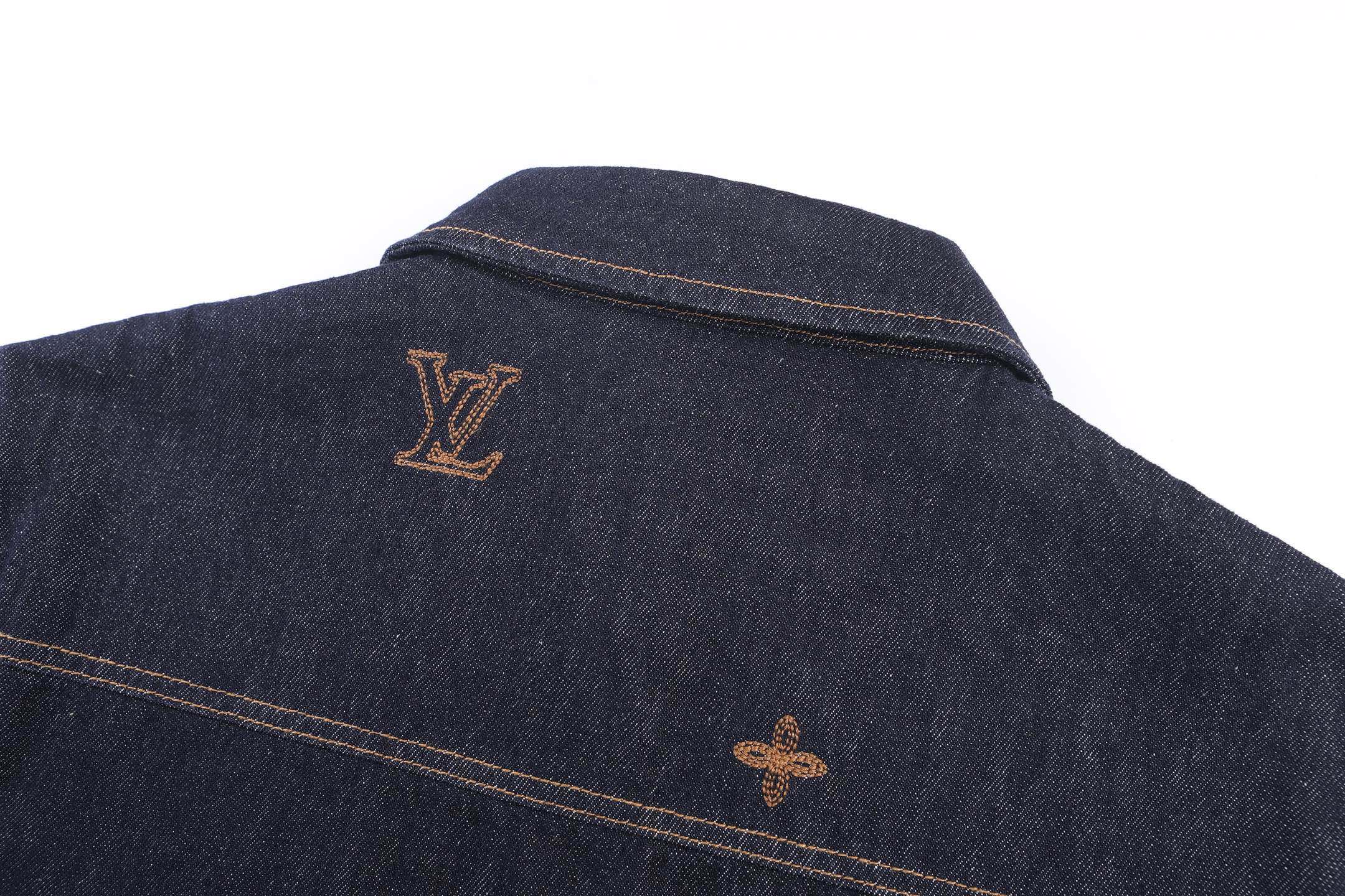 LOUIS VUITTON 路易威登 刺绣标识牛仔衬衫 外套 夹克 牛仔衣 长袖 C0 