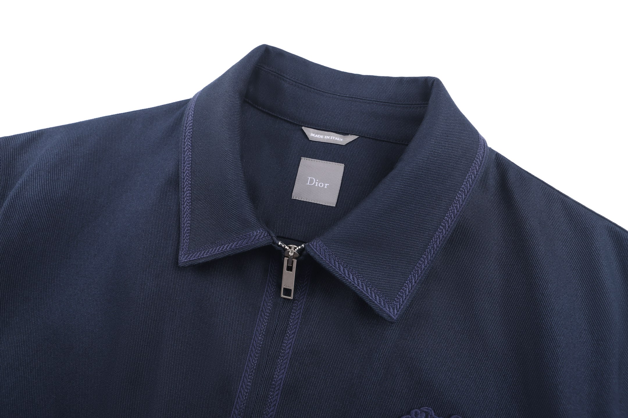 DIOR 迪奥 棉质华达呢刺绣logo拉链夹克 外套 长袖 秋冬 蓝色 灰色 C0