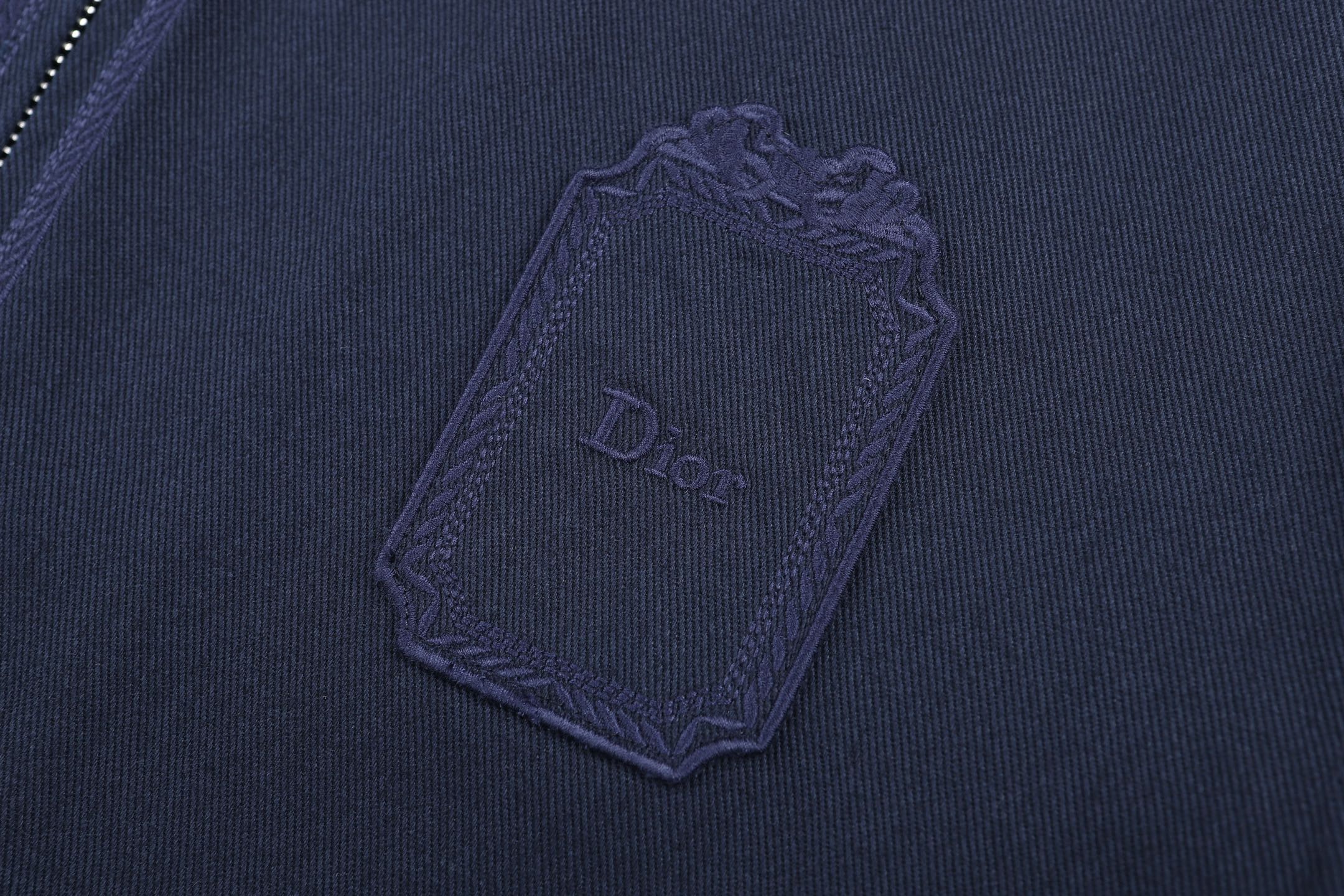 DIOR 迪奥 棉质华达呢刺绣logo拉链夹克 外套 长袖 秋冬 蓝色 灰色 C0