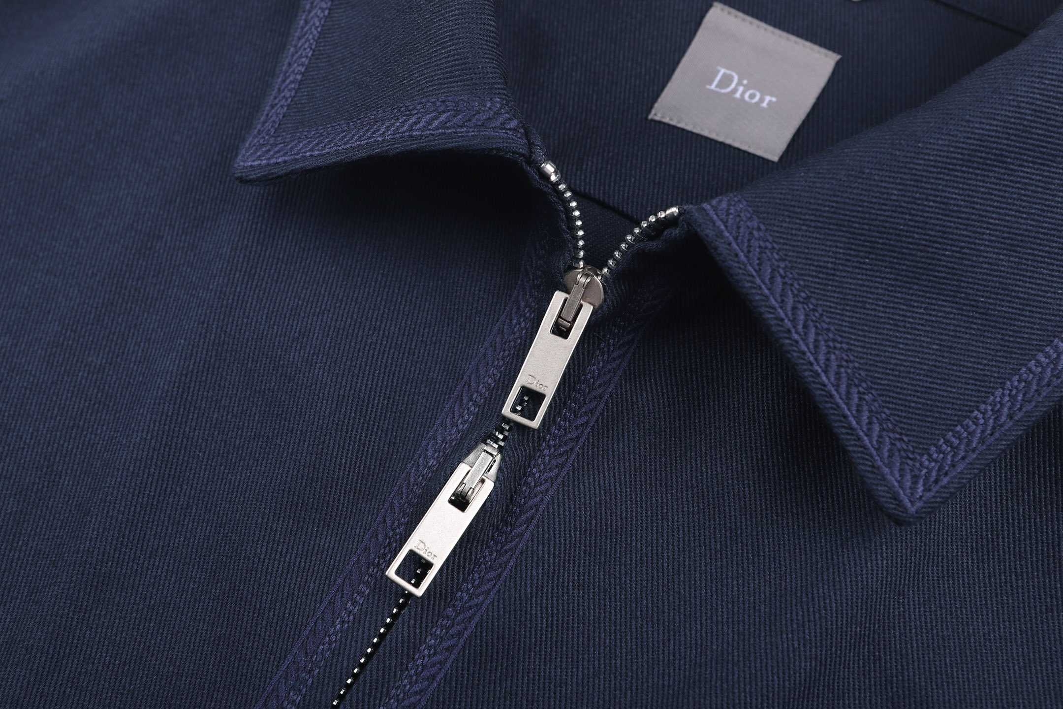 DIOR 迪奥 棉质华达呢刺绣logo拉链夹克 外套 长袖 秋冬 蓝色 灰色 C0
