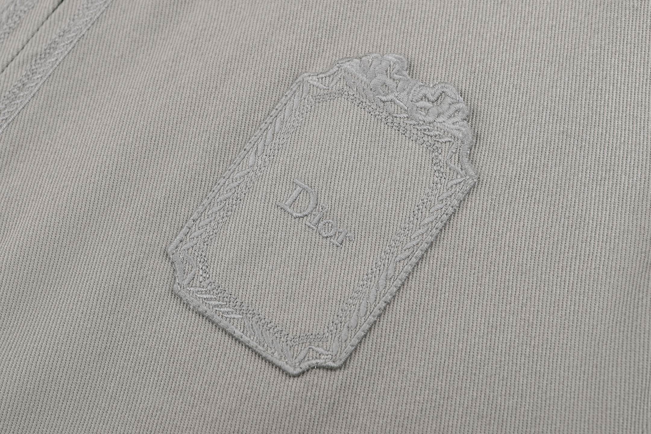 DIOR 迪奥 棉质华达呢刺绣logo拉链夹克 外套 长袖 秋冬 蓝色 灰色 C0