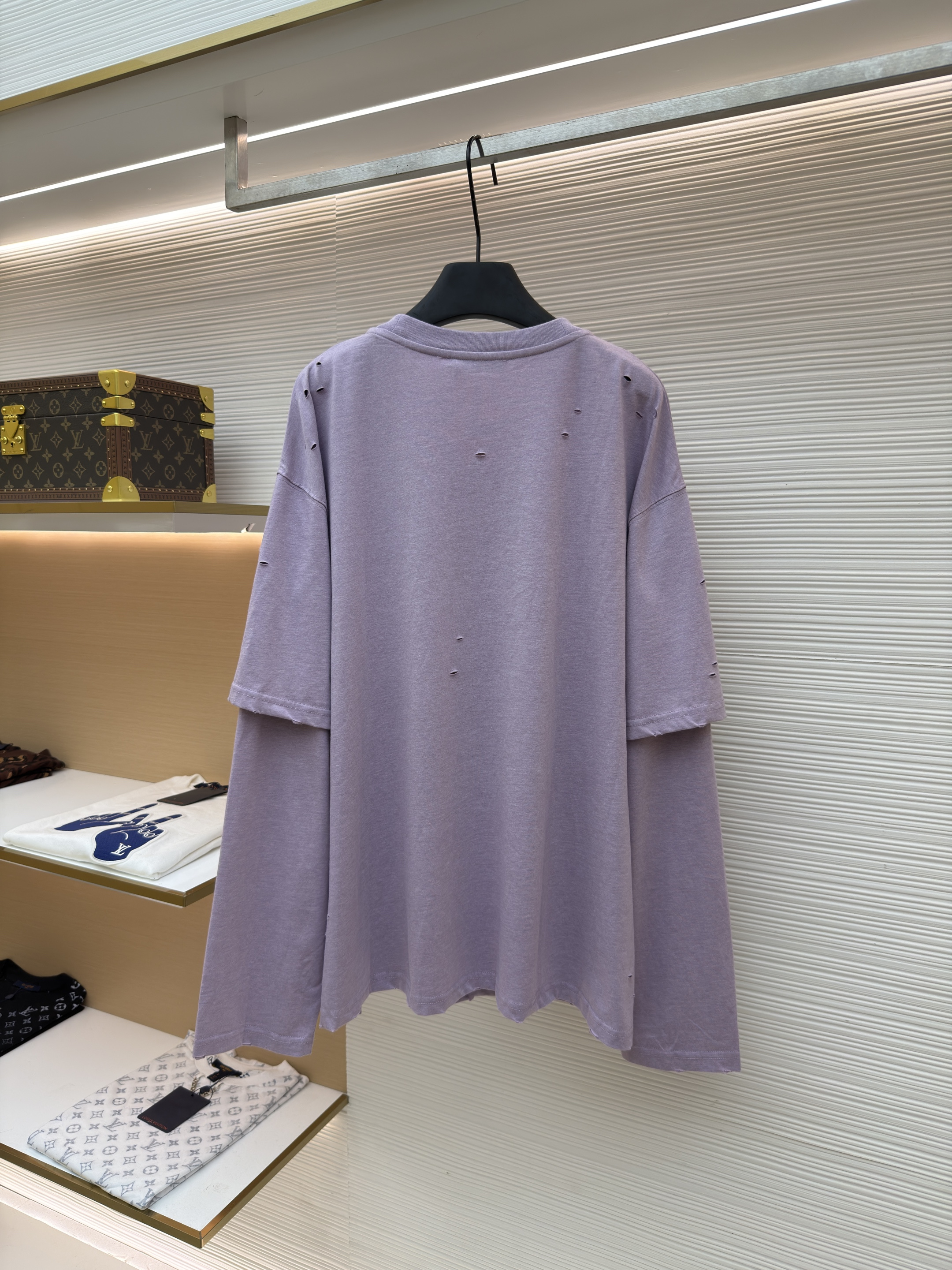 Acne Studios 纽扣徽标印花假两件圆领T恤 打底衫 长袖 紫色 蓝色 A5 CL0431-833
