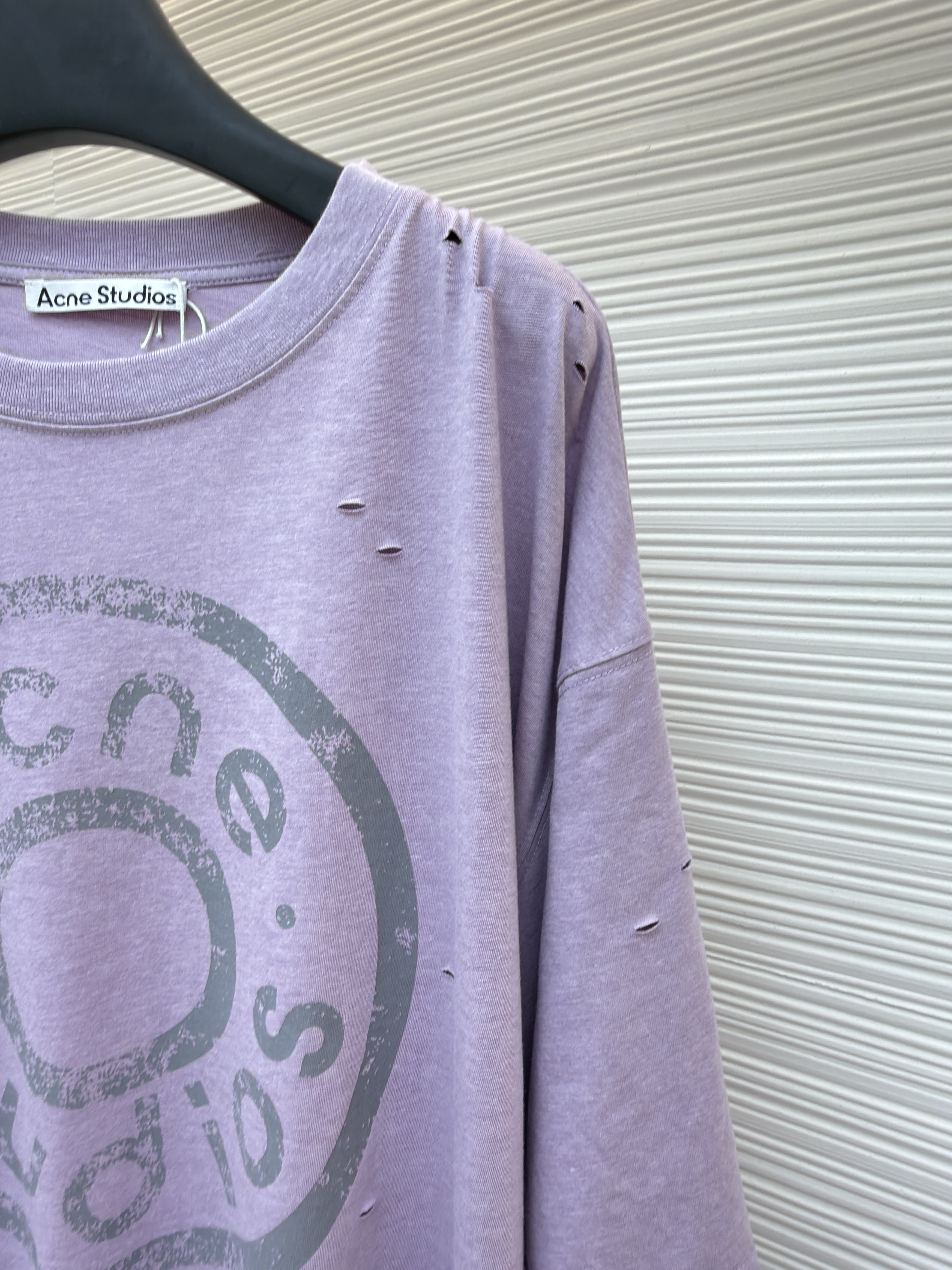 Acne Studios 纽扣徽标印花假两件圆领T恤 打底衫 长袖 紫色 蓝色 A5 CL0431-833