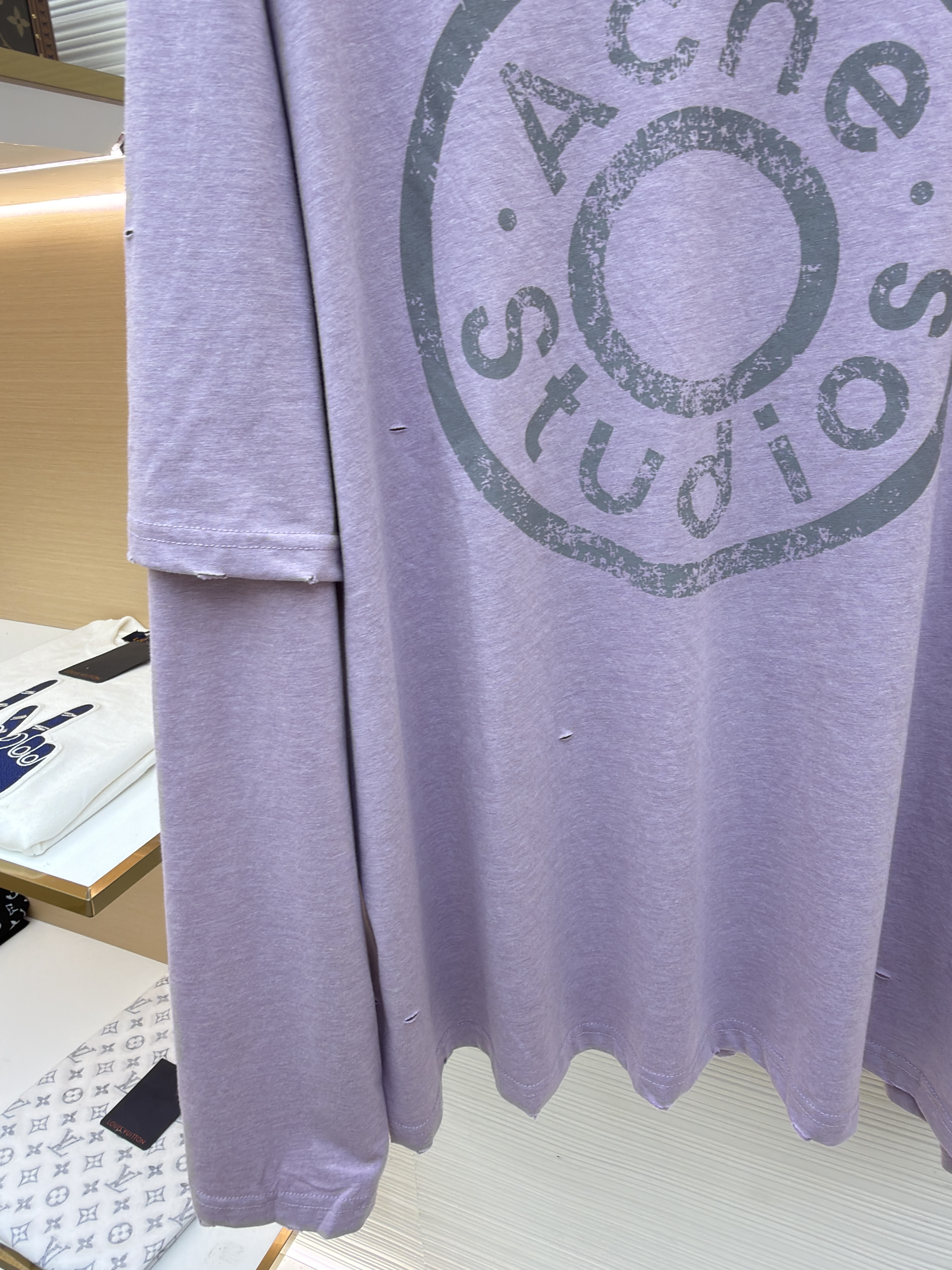 Acne Studios 纽扣徽标印花假两件圆领T恤 打底衫 长袖 紫色 蓝色 A5 CL0431-833